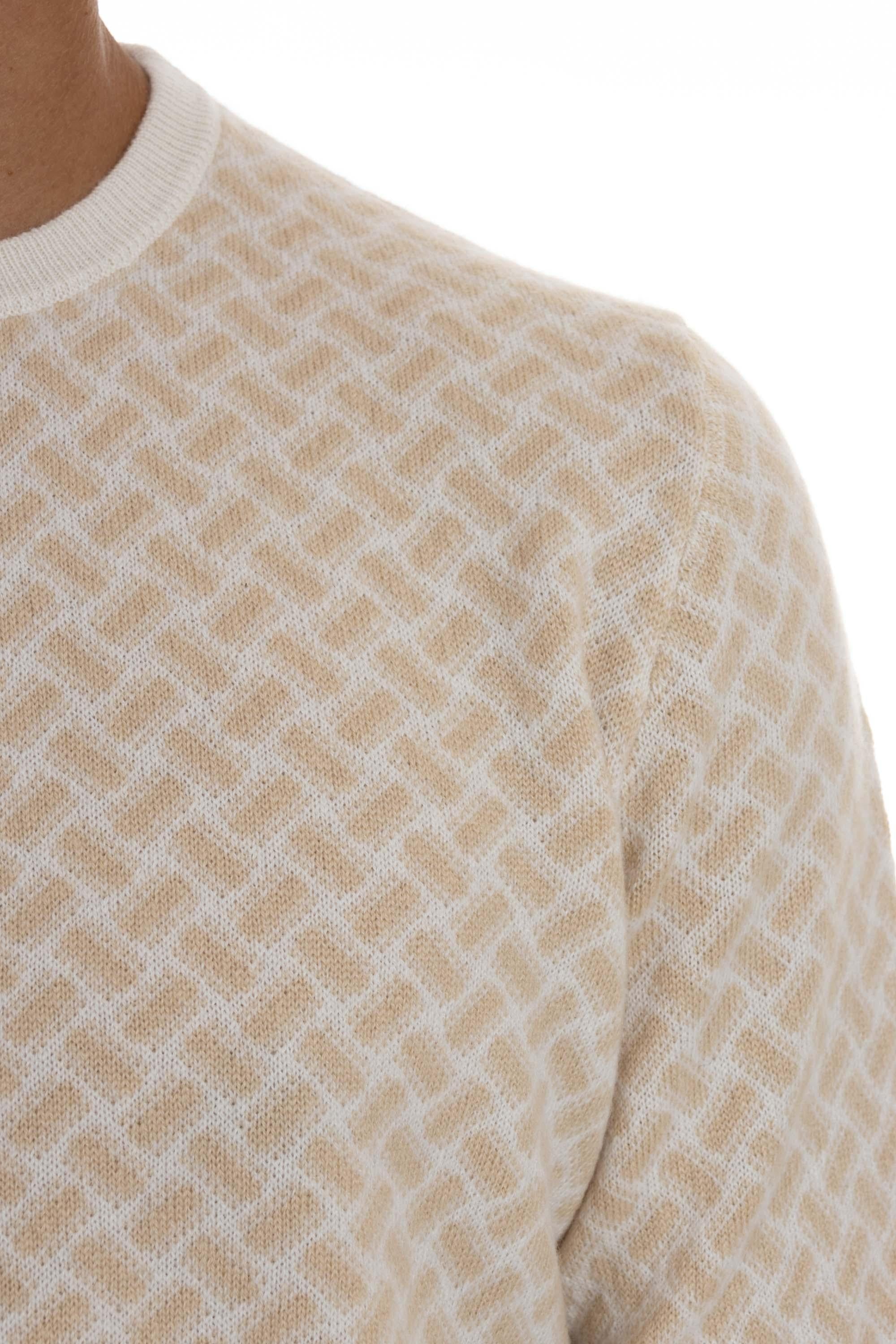 Drumohr Maglia girocollo fantasia biscottino in cashmere D2K103.5 RB19