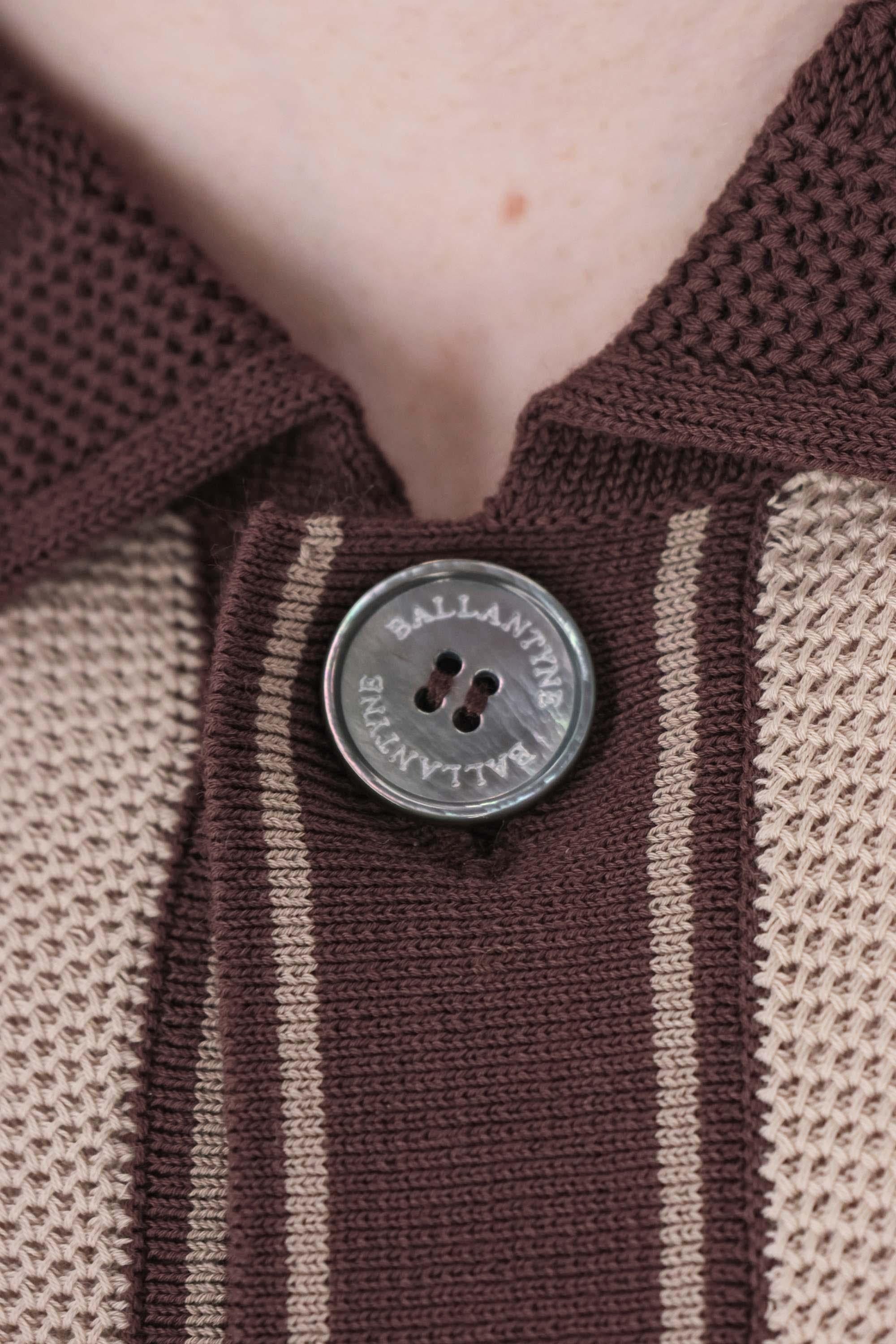 Ballantyne Polo-camicia in cotone tramato con profili in contrasto B2H034 14C13 94539