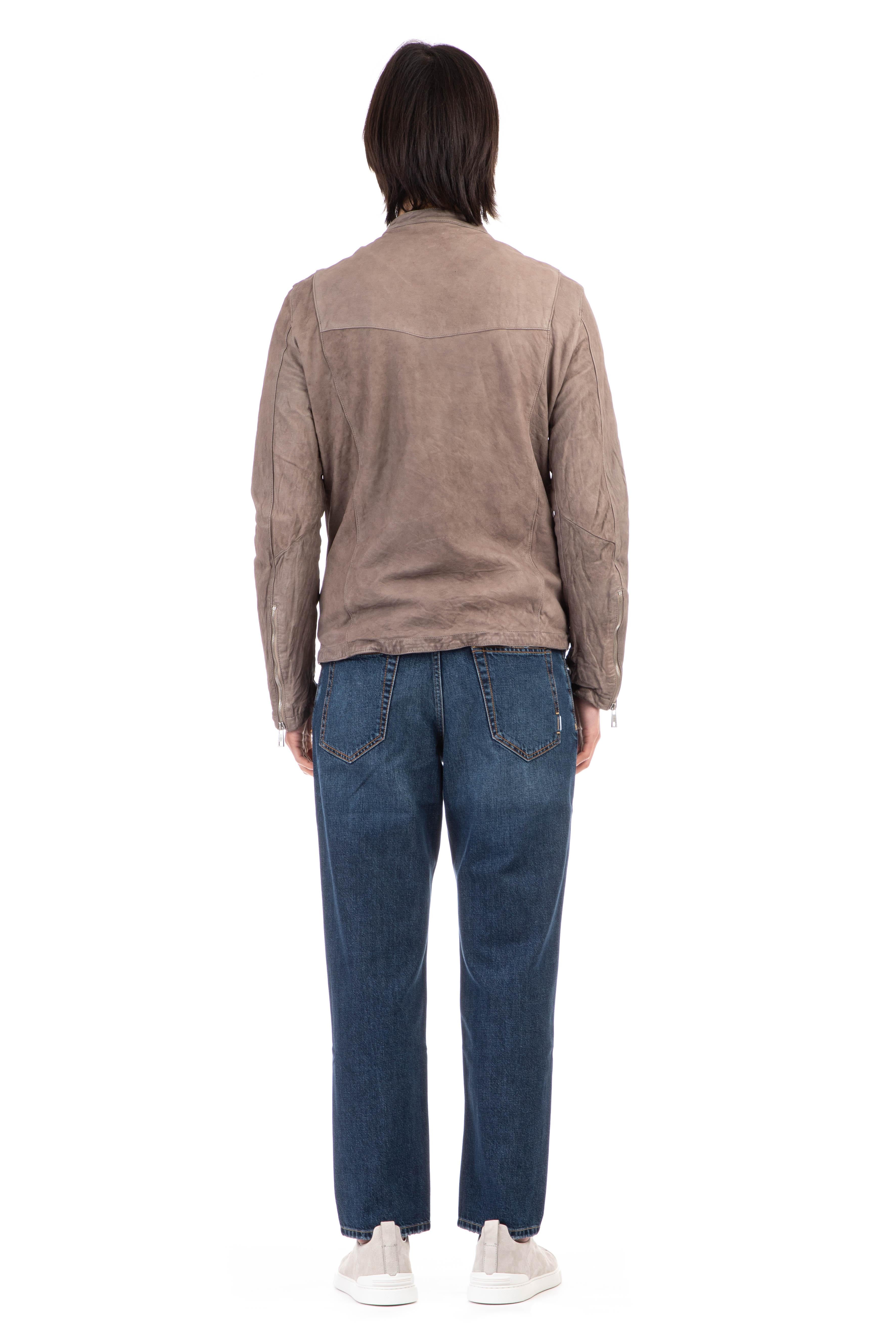 Giubbino biker in pelle di agnello washed GU23S8299VBRUSH WALL Giorgio Brato