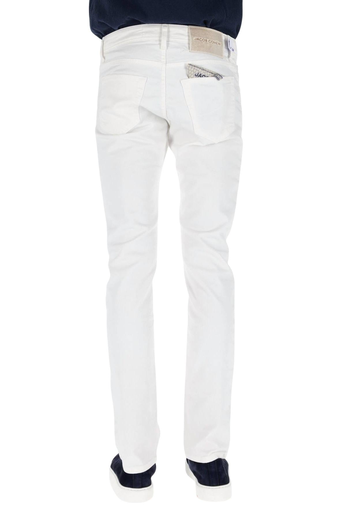 Jacob Cohen Jeans bianco in cotone bull stretch Nick fit QE006 36P 3732 NICK A00