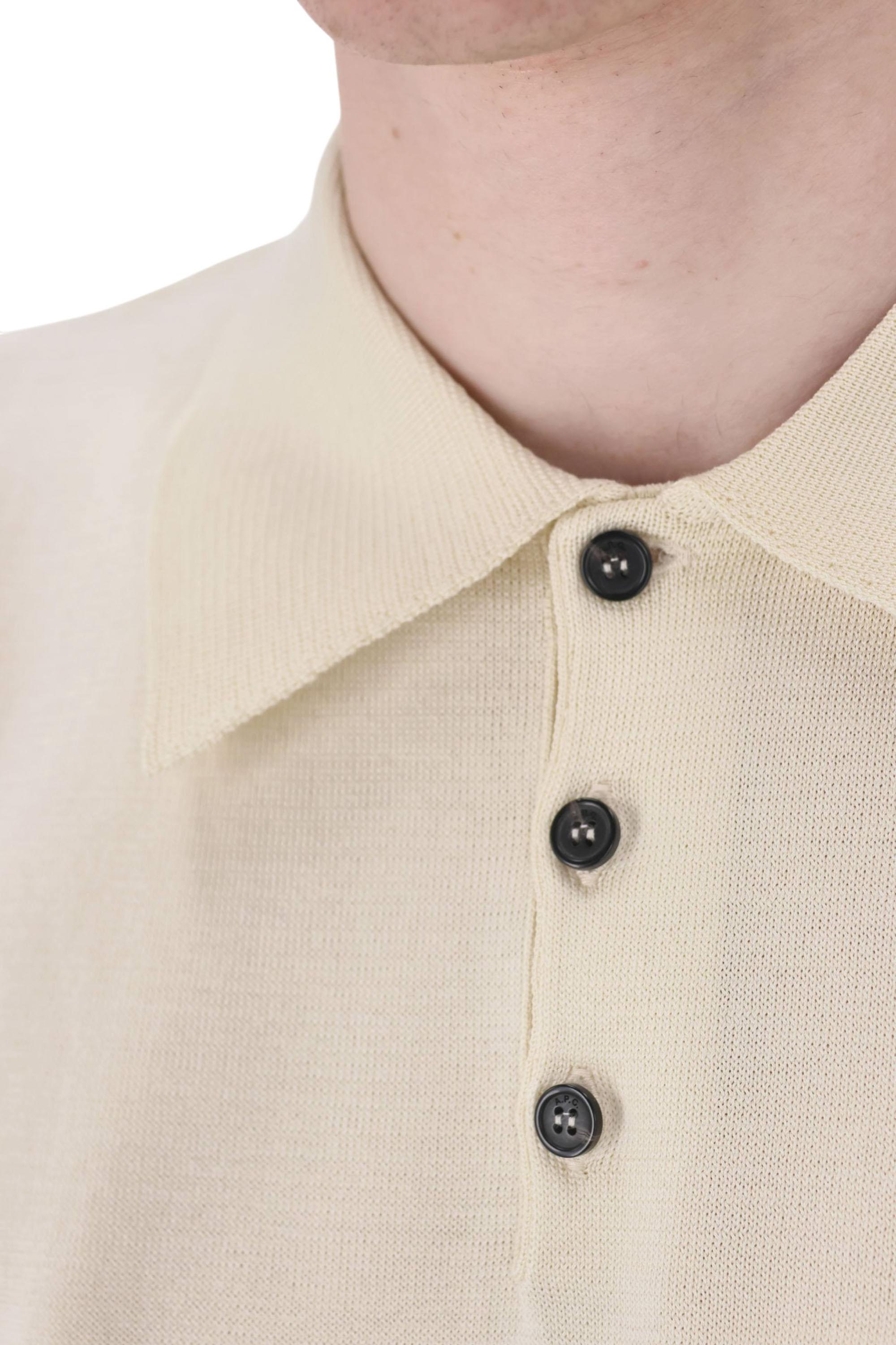 A.P.C. Polo in cotone con taschino mod. Colin COHNW-H23478 AAD-ECRU