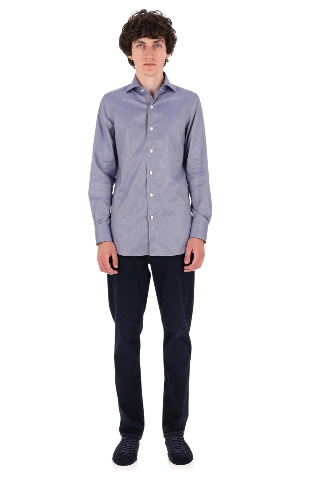Finamore Camicia in cotone cangiante royal oxford linea Milano ML 460188 C0786 03