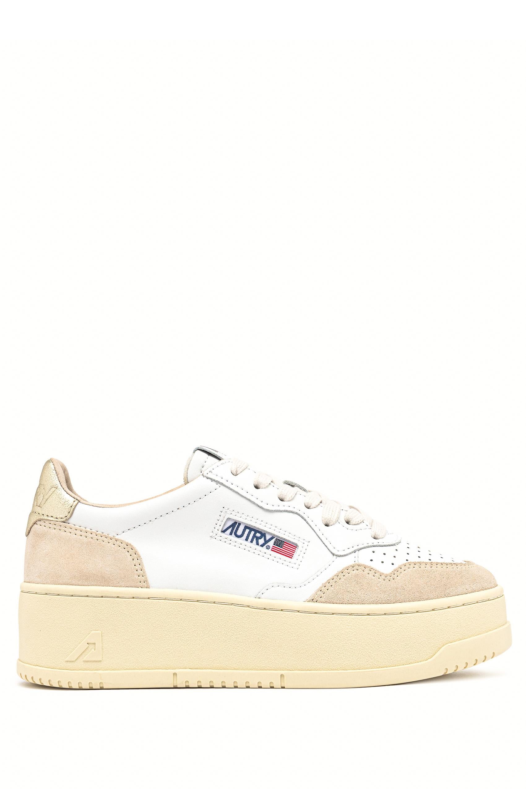 Autry Sneaker donna Platform bimateriale in pelle e camoscio PTLW LS01 WHT/PLAT