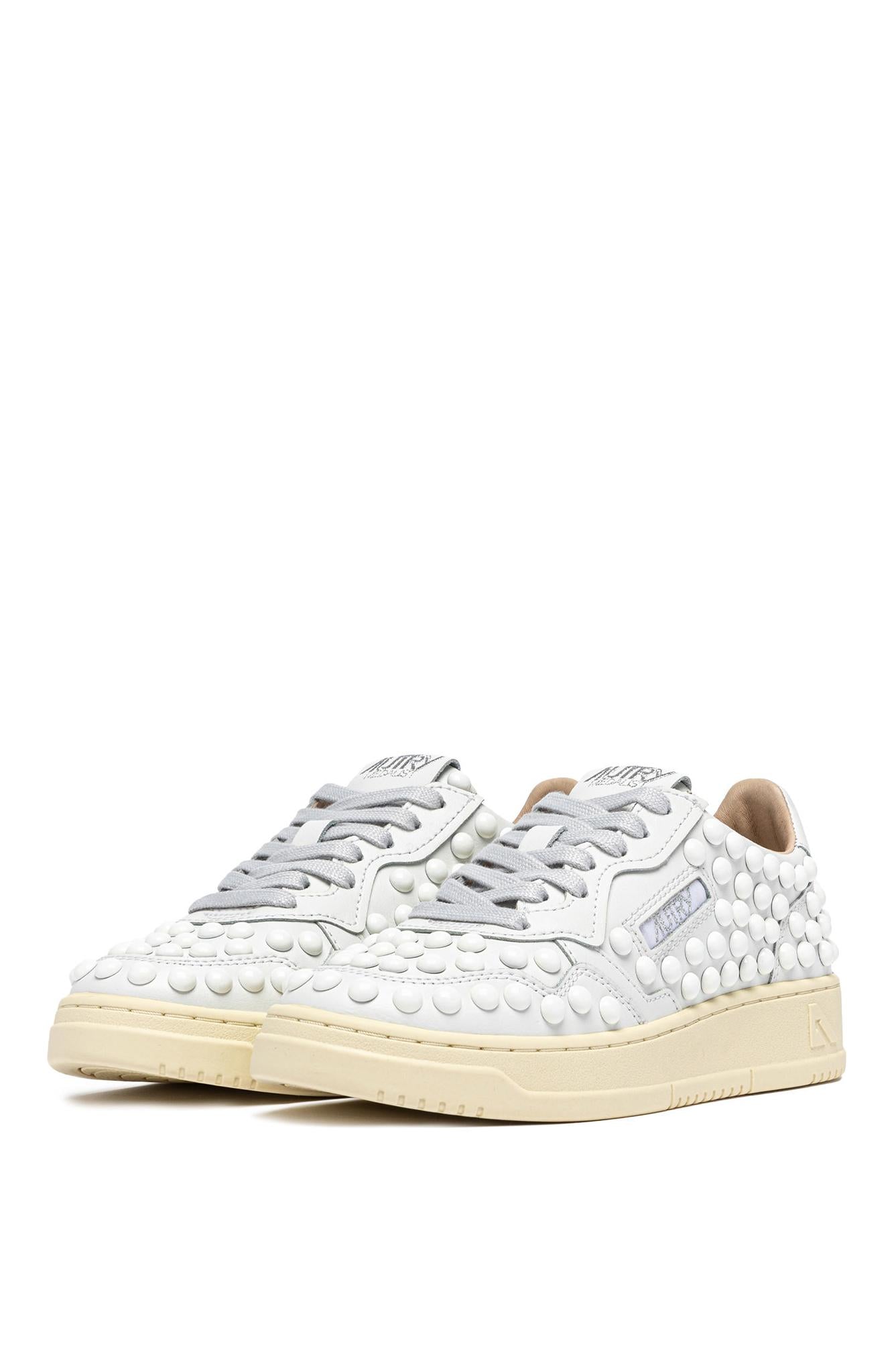 Autry Sneaker donna Medalist in pelle con sfere bianche AULW PH01 WHT/WHT