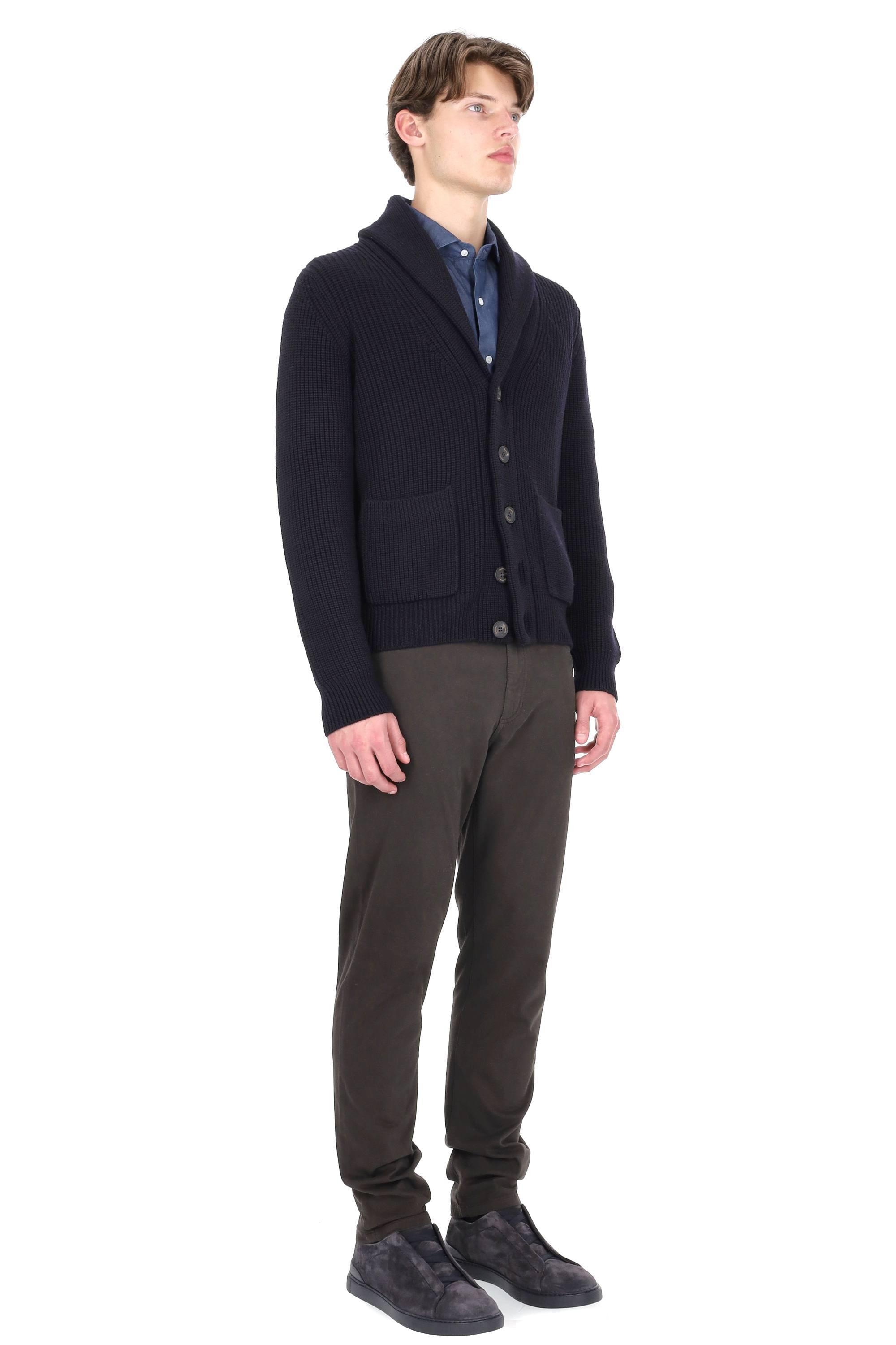 Drumohr Cardigan con collo a scialle in lana merino D5M419PNL-2 785