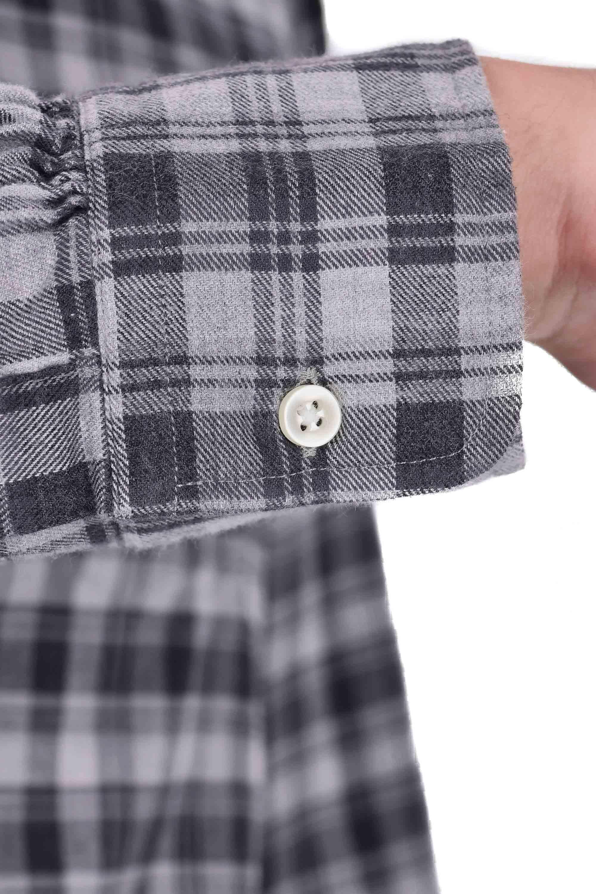 Officine Générale Camicia in flanella di cotone fantasia check mod. Lipp MSHI023 MIDGREY/DARKGREY