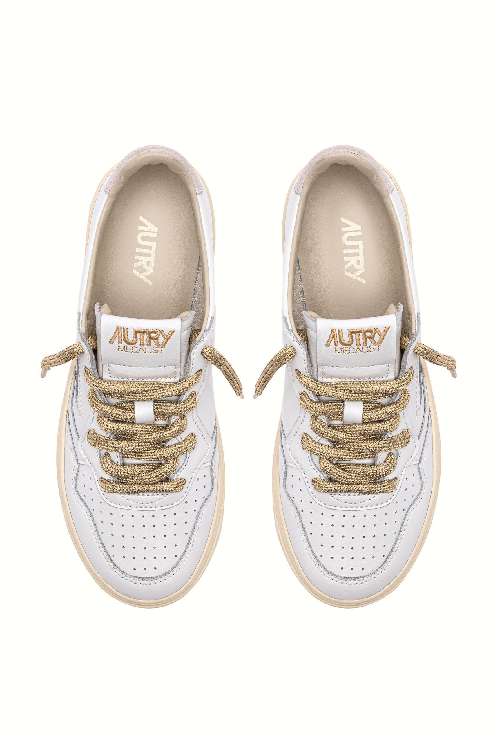 Autry Sneaker donna con lacci dorati mod. Medalist AULW SW01 WHT/WHT