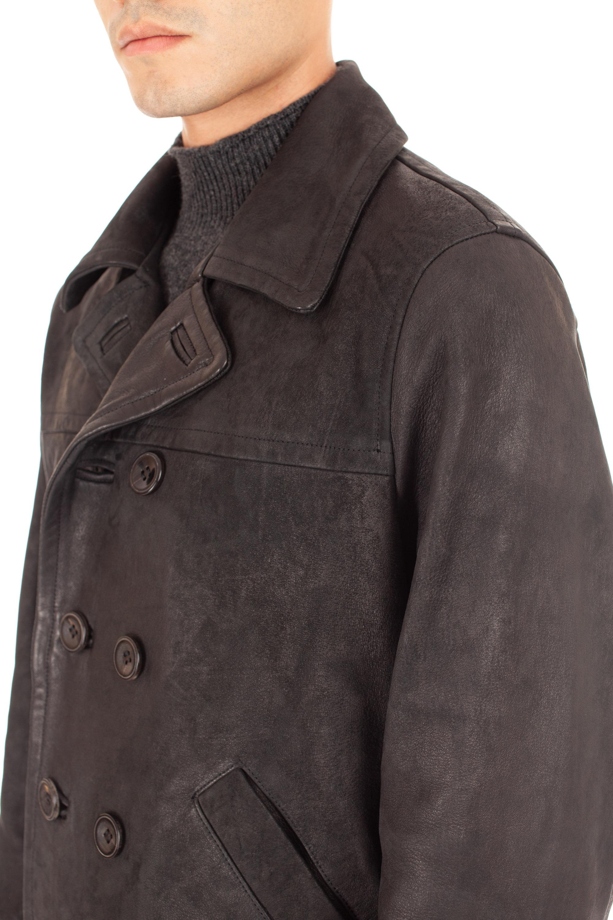 Giorgio Brato Peacoat artigianale in pelle GU24F18002VBRUSH NERO