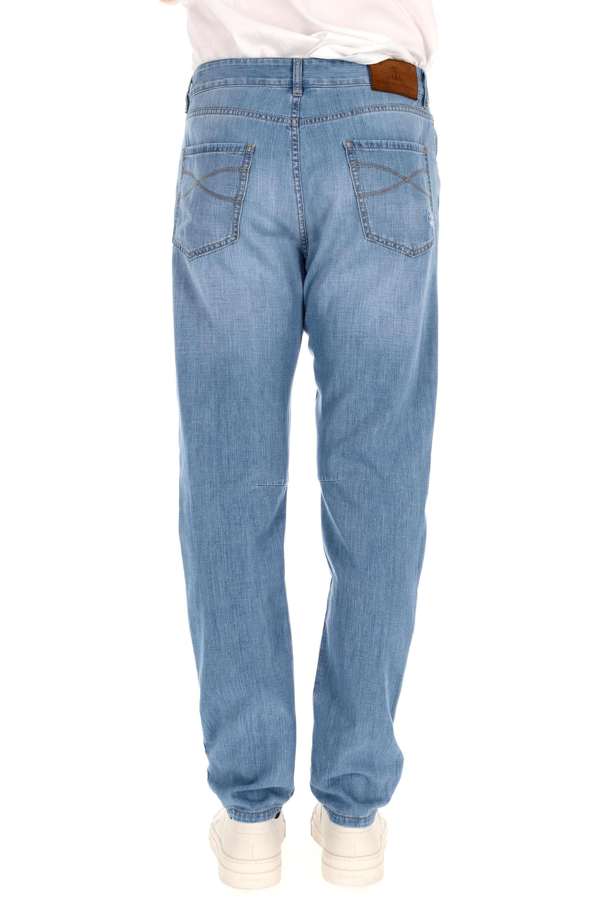 Jeans in puro cotone superlight con rotture ME645X2340 C1470 Brunello Cucinelli