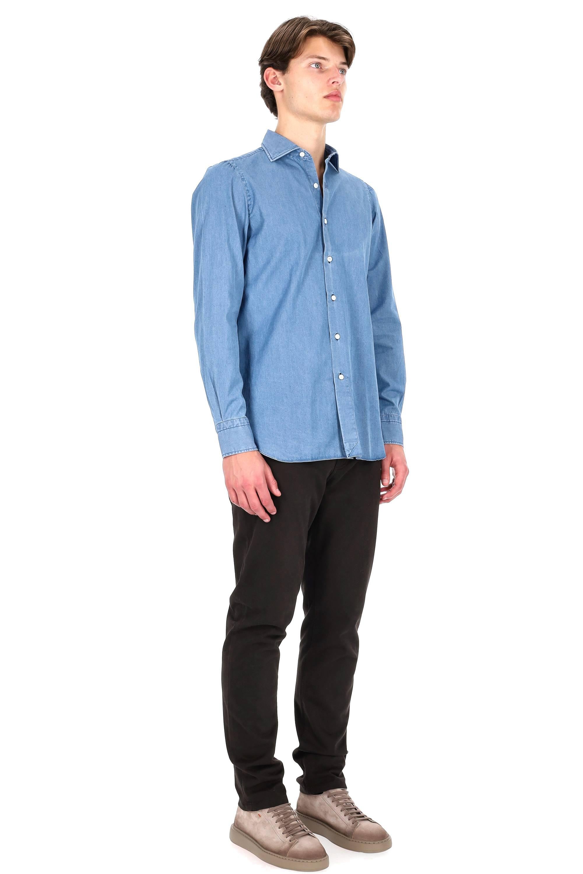 Finamore Camicia sartoriale in denim candeggiato linea Napoli NP13-019542-C0160D 11