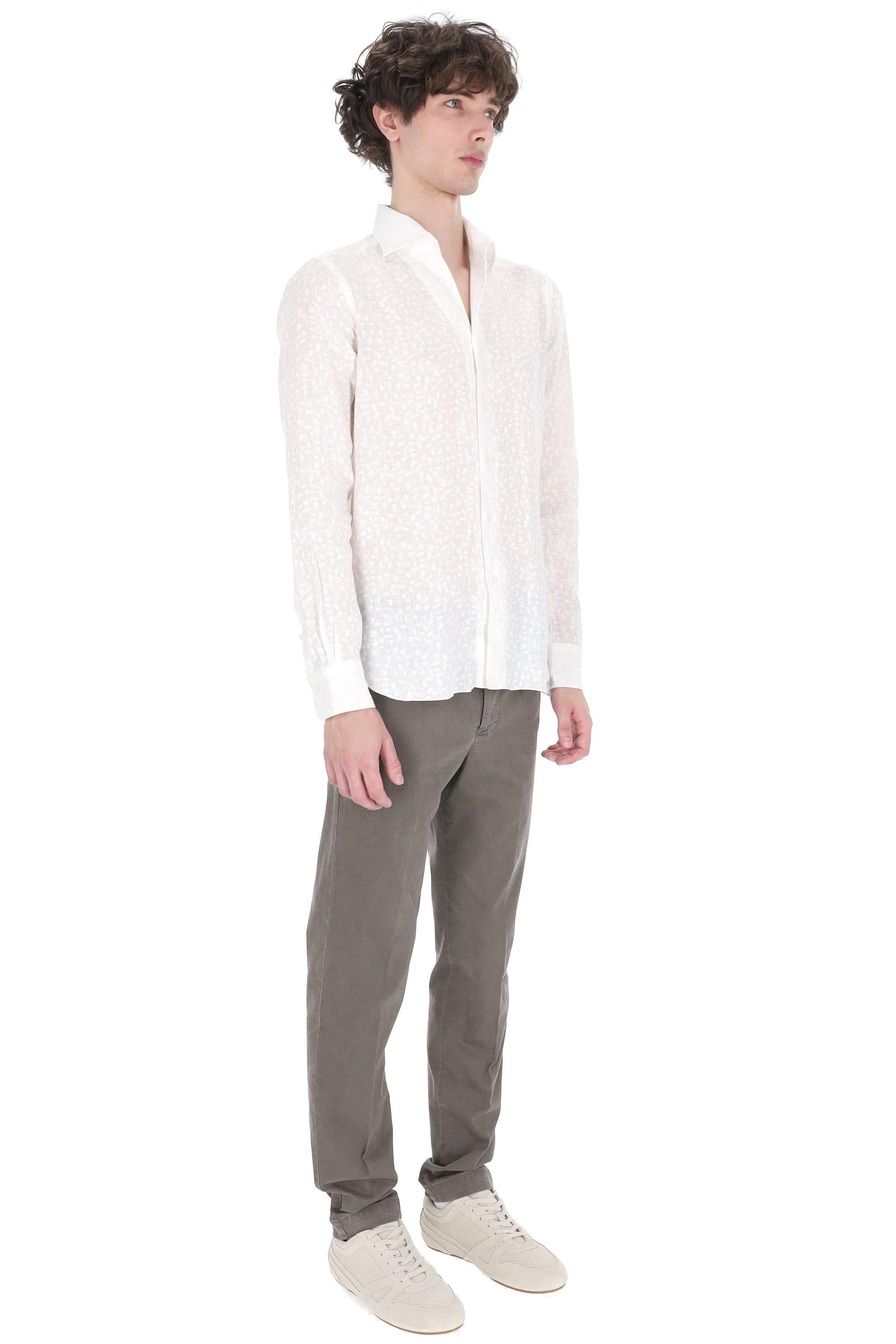 Barba Camicia collo paramontura in lino jacquard linea Culto NSFR2P0154063.U 0001