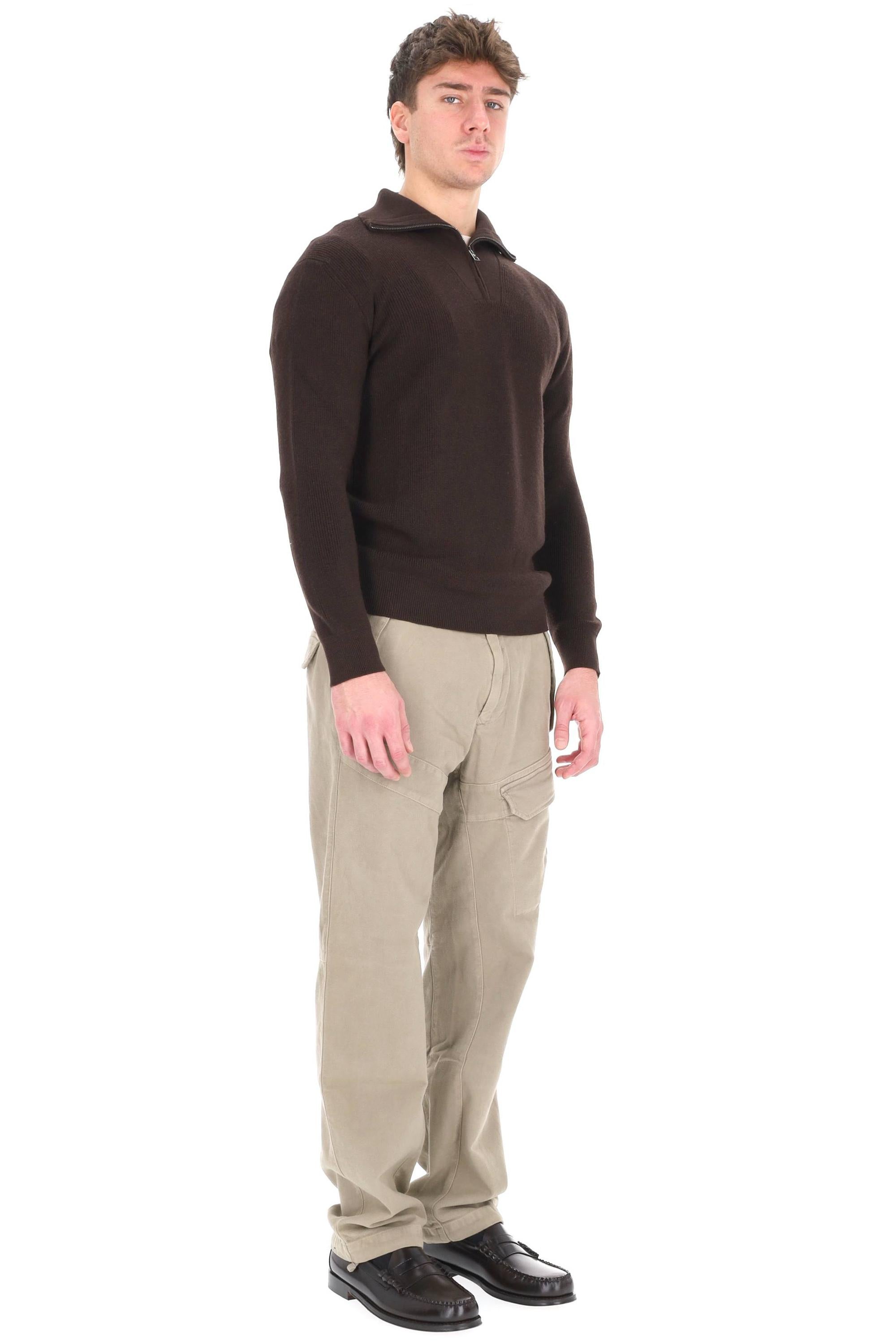 Tagliatore Maglia modello camionnaire Linton in lana vergine PWI25-01 25I226 MORO