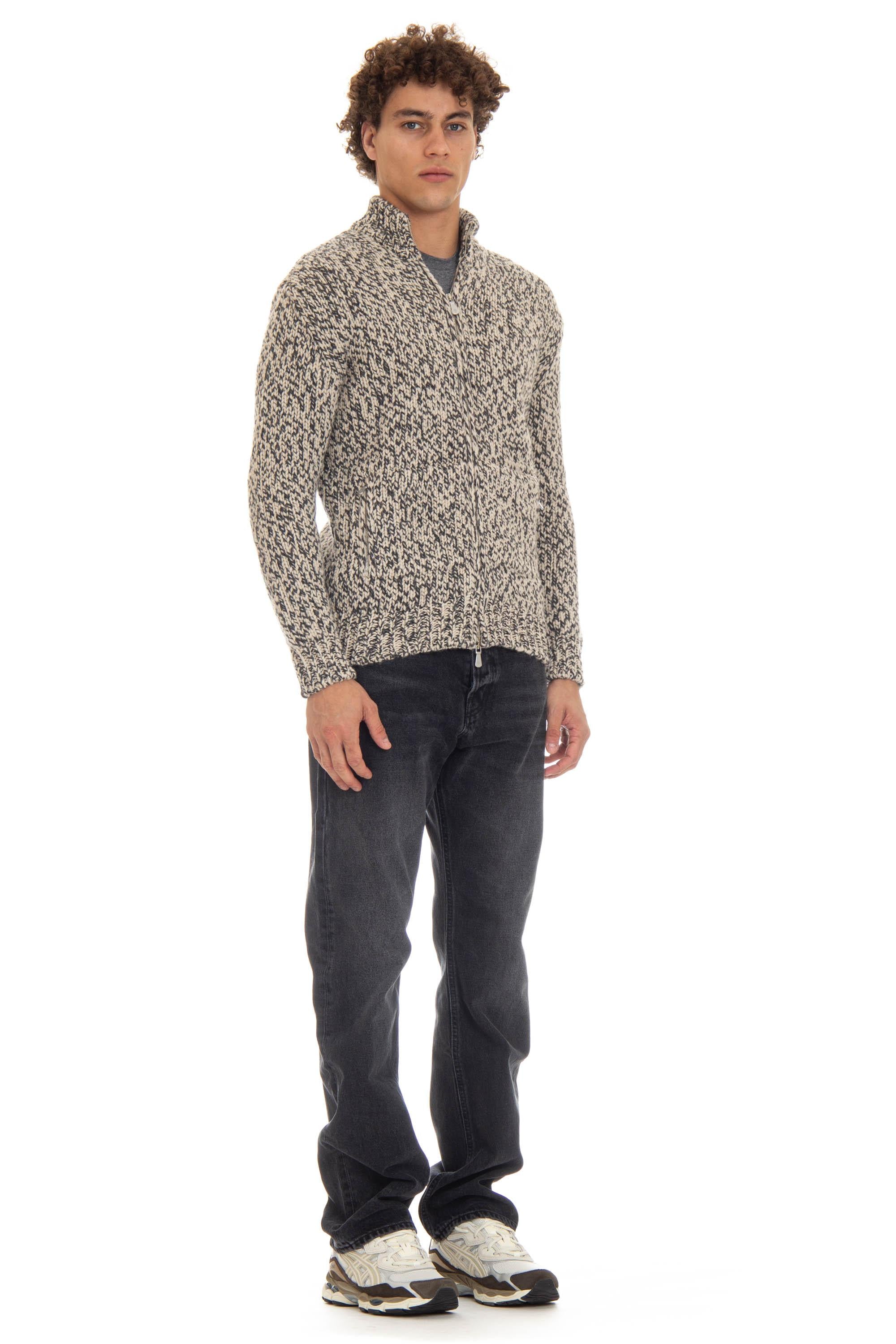 Maglia full zip in cashmere moulinè J76MAGJ44 MAG0J010 02A Eleventy
