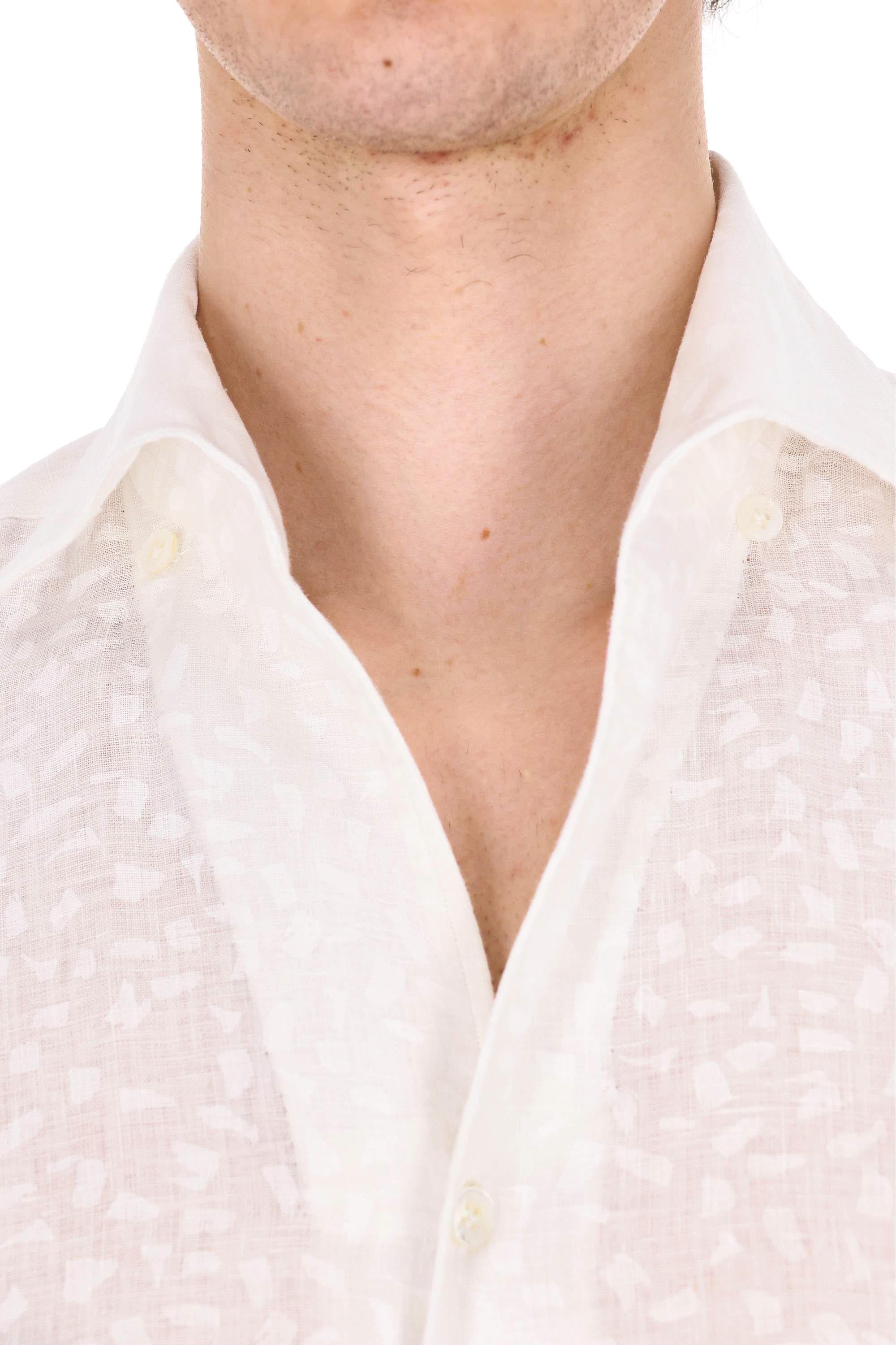 Barba Camicia collo paramontura in lino jacquard linea Culto NSFR2P0154063.U 0001