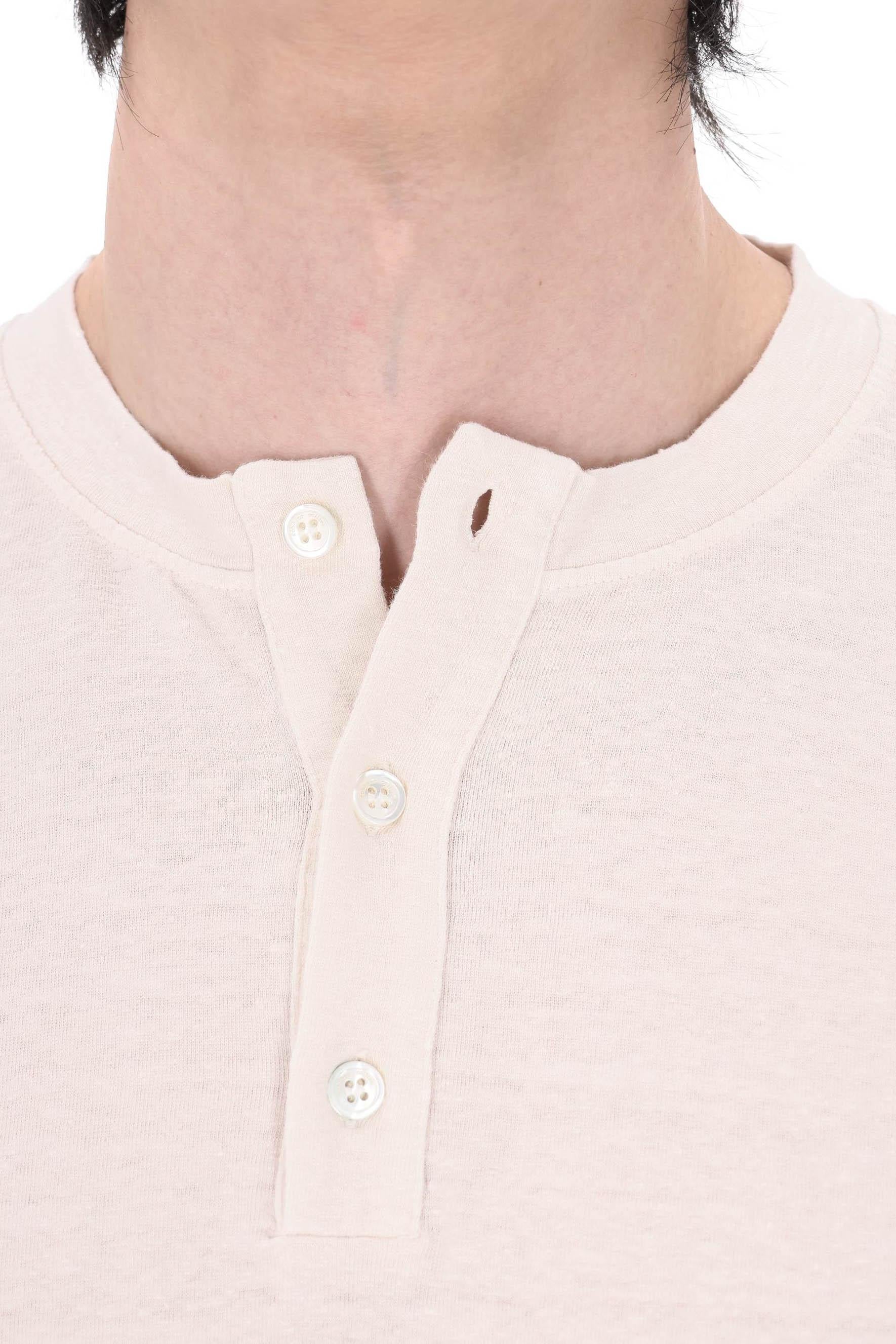 Roberto Collina T-shirt serafino in jersey di lino manica lunga MYA70043 03