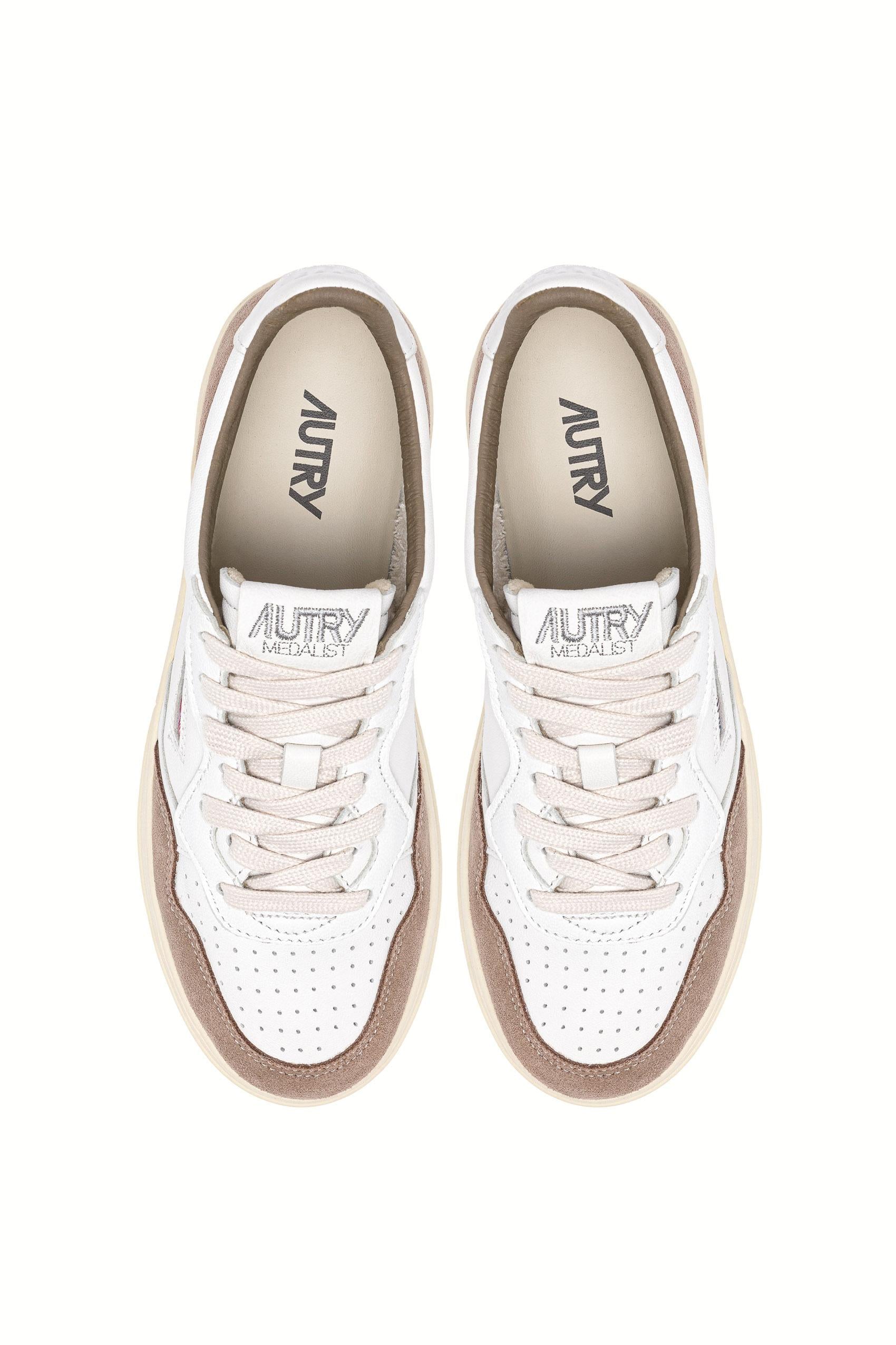 Autry Sneaker bimateriale in pelle di capra e camoscio AULM GS43 WHT/TOBACCO