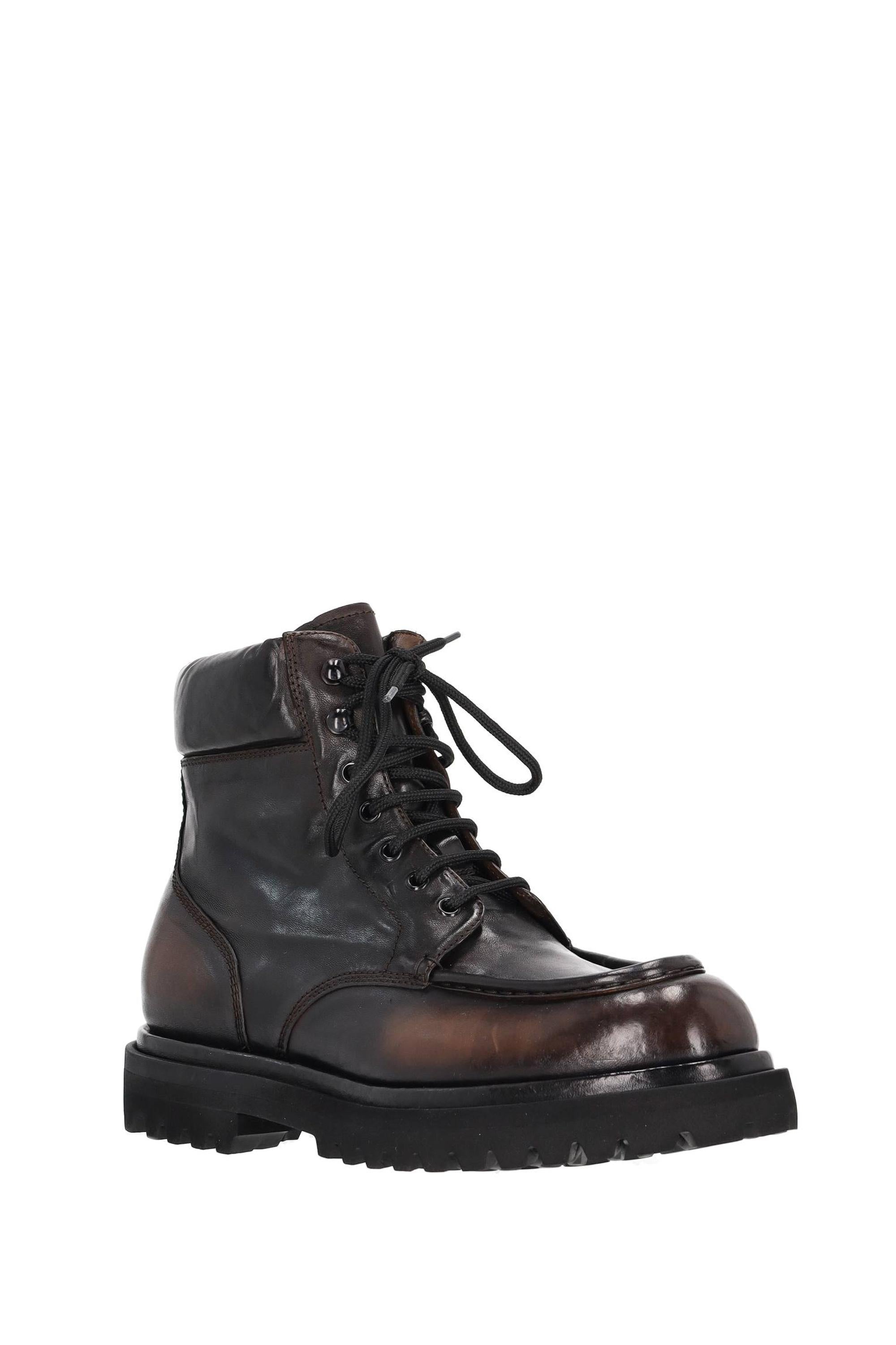 Officine Creative Stivaletto in pelle fondo St Moritz OCUEVED110NOVA9G569 CIGAR/SUPERNERO