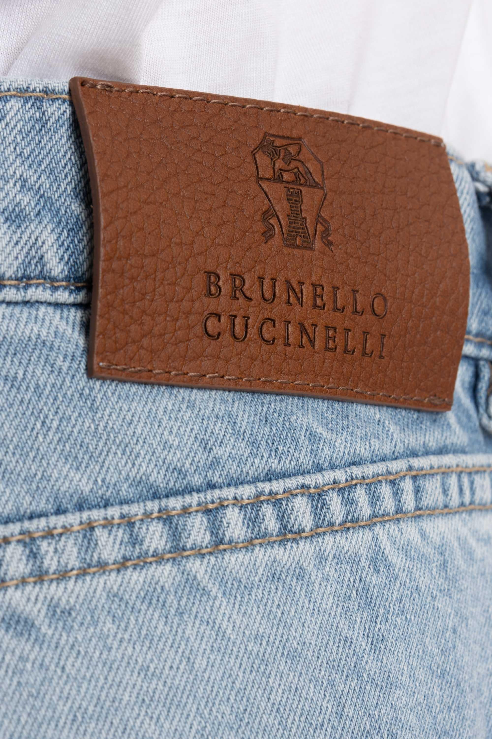 Jeans in cotone etichetta pelle M241P01090 C9003 Brunello Cucinelli