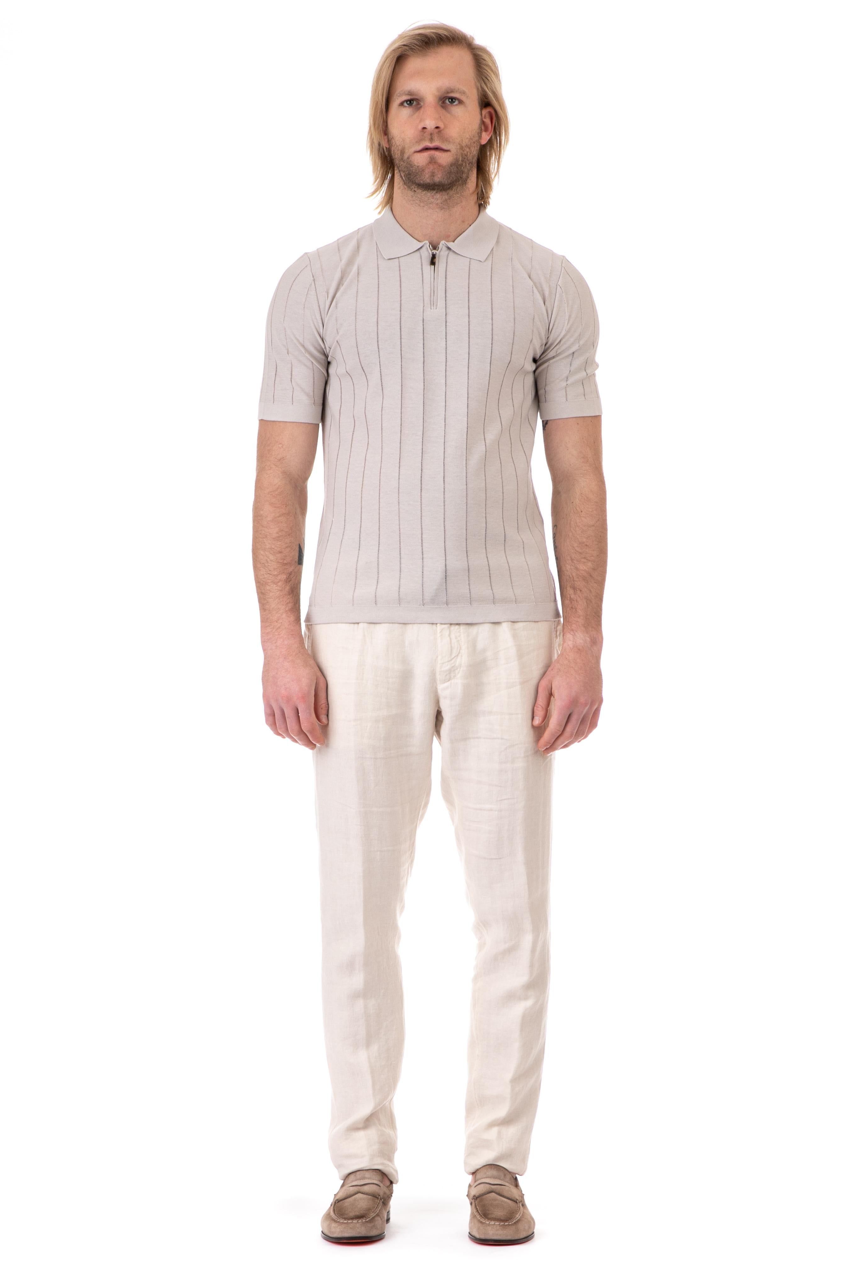 Polo mezza zip in cotone extrafine G76MAGG39 MAG0G021/2 02N Eleventy