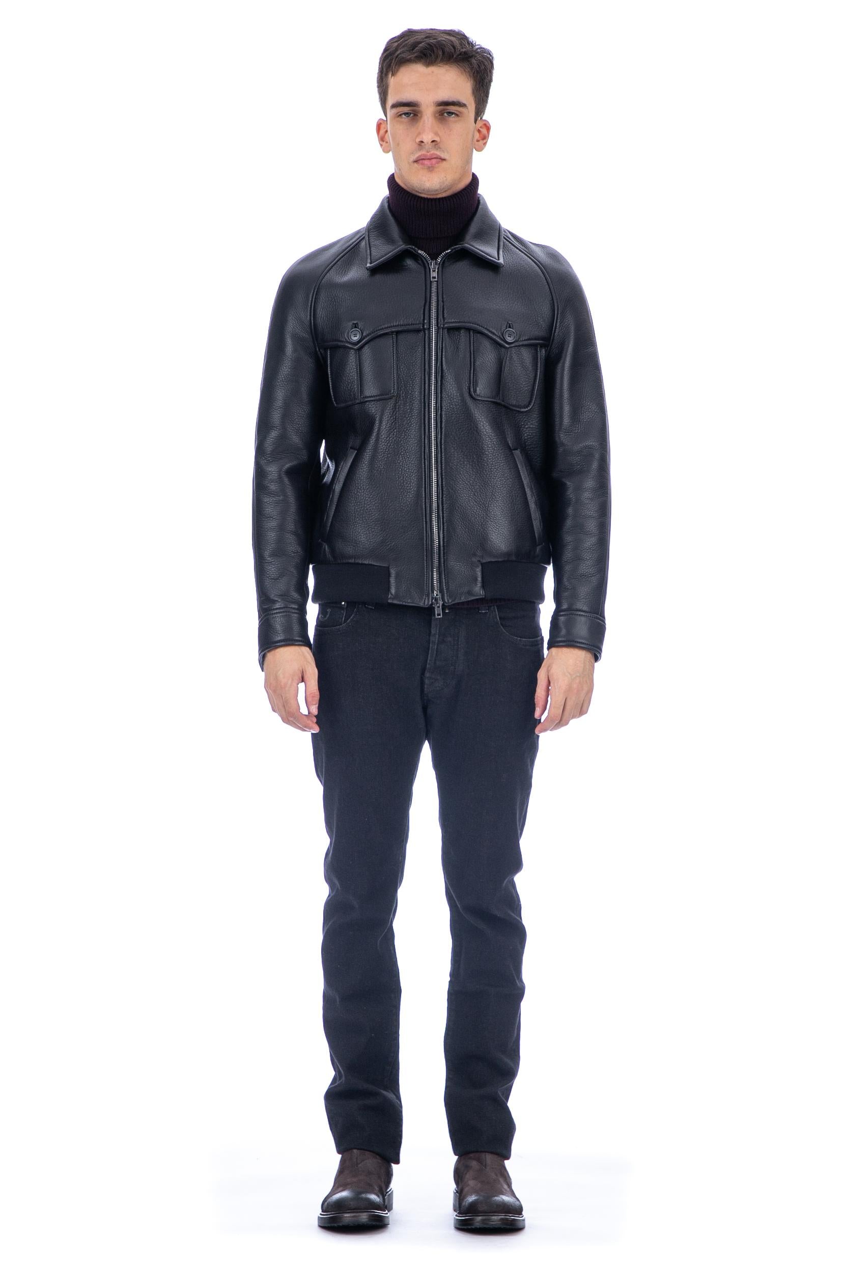 Giubbotto bomber in nappa 41528-U BLACK Salvatore Santoro