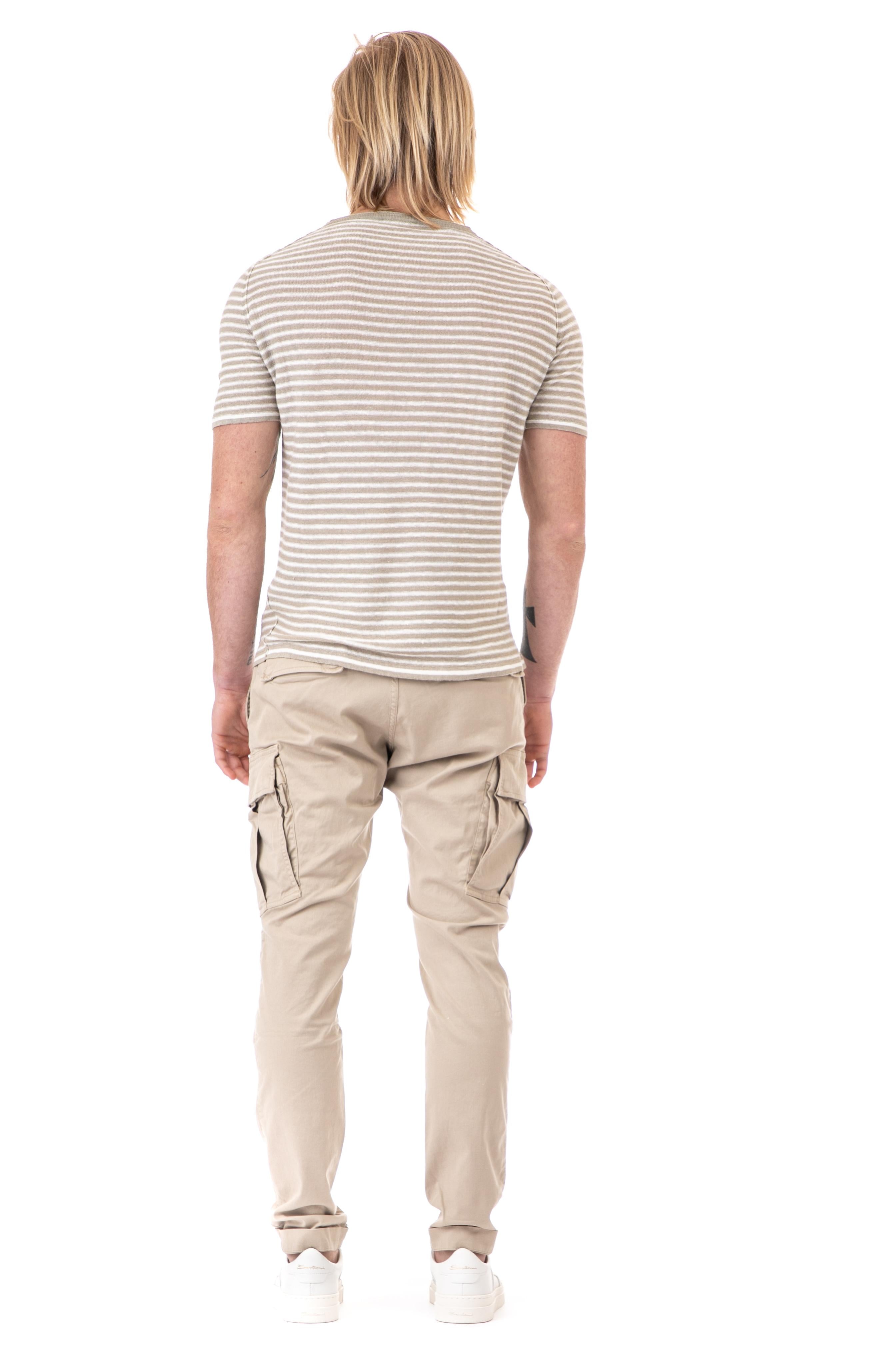 Roberto Collina T-shirt rigata in lino RN21021 RN2103