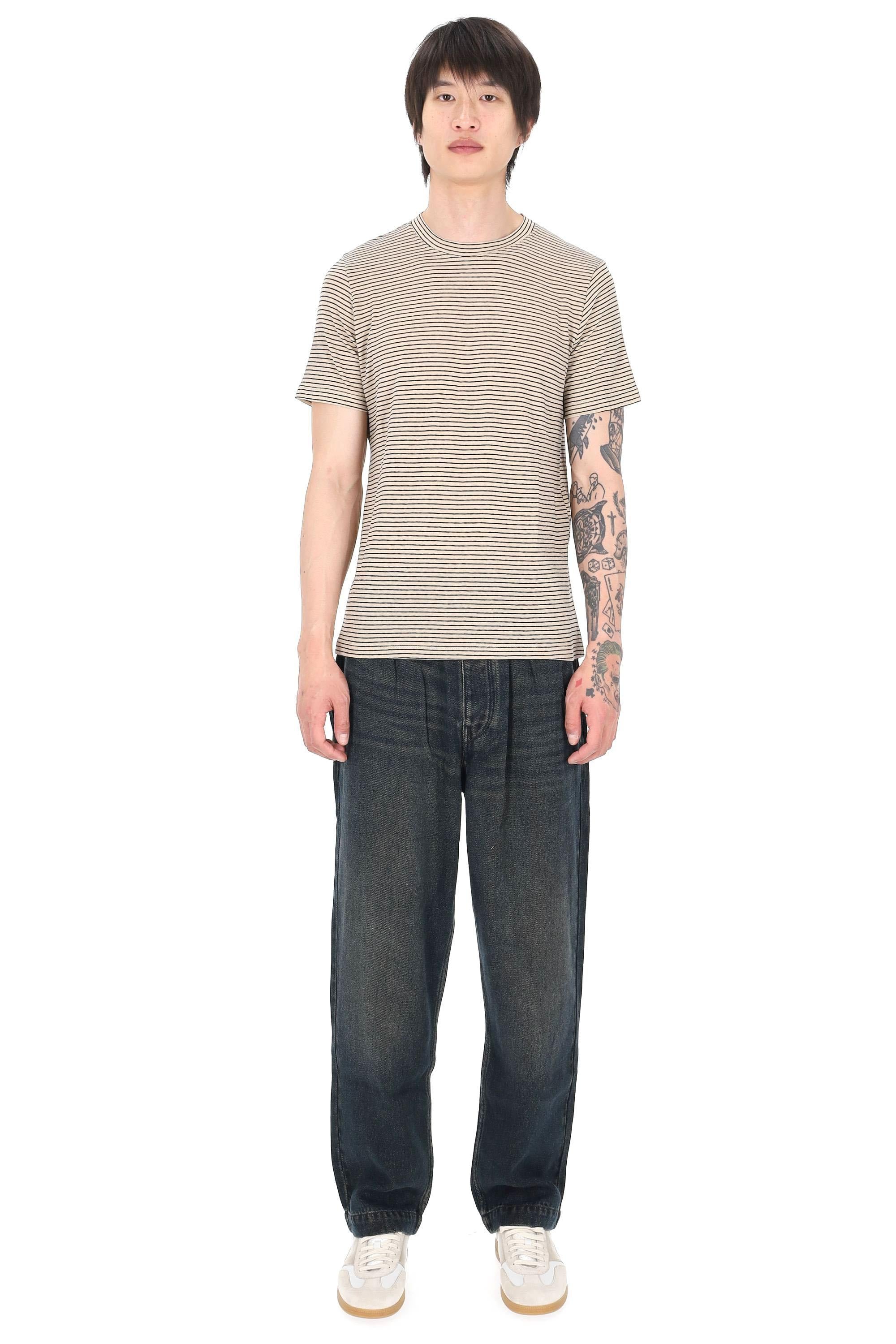 Isabel Marant T-shirt rigata in cotone-lino mod. Leon TS0063HA-D1N02H BKBE