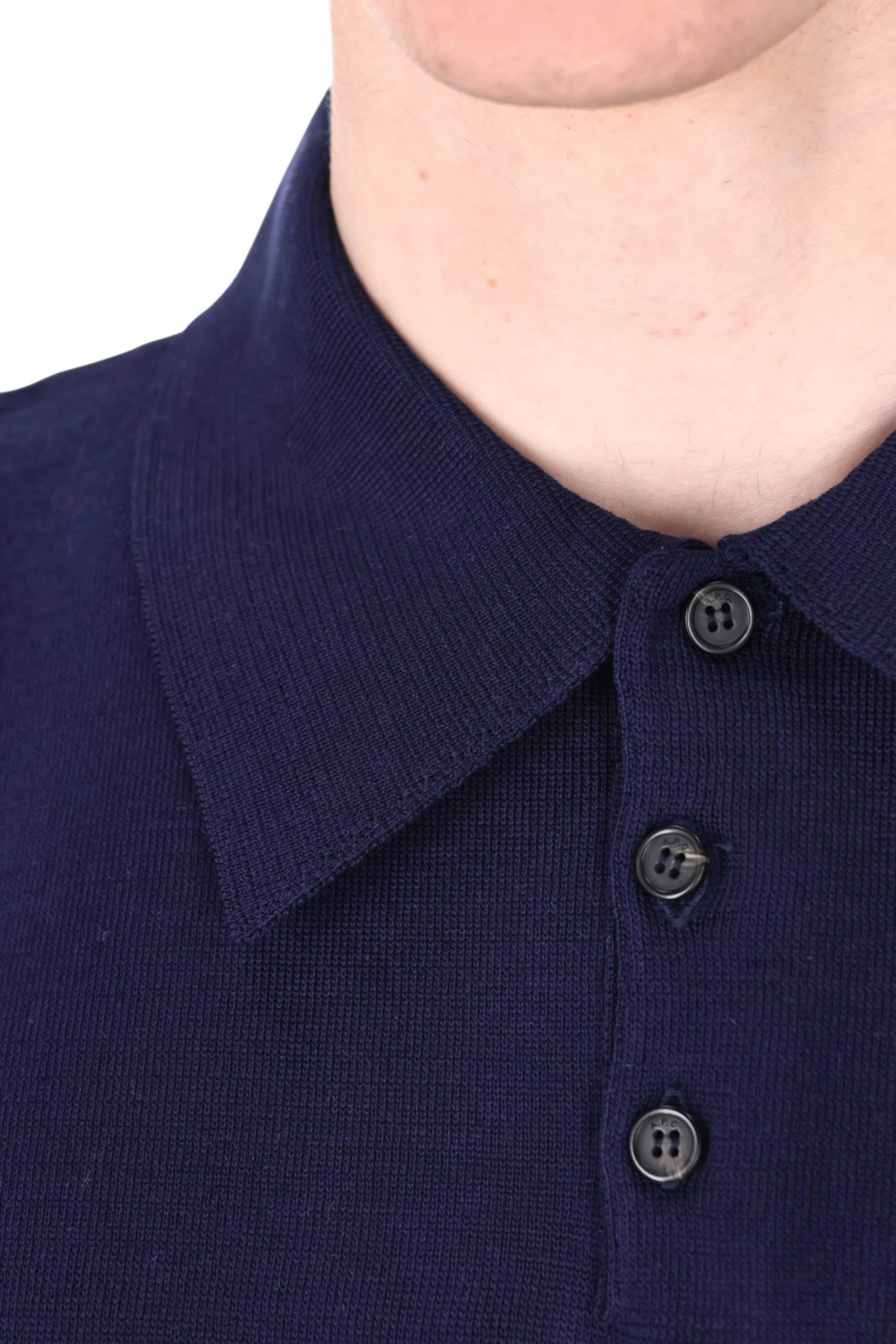 A.P.C. Polo in cotone con taschino mod. Colin COHNW-H23478/2 IAK-DARK NAVY