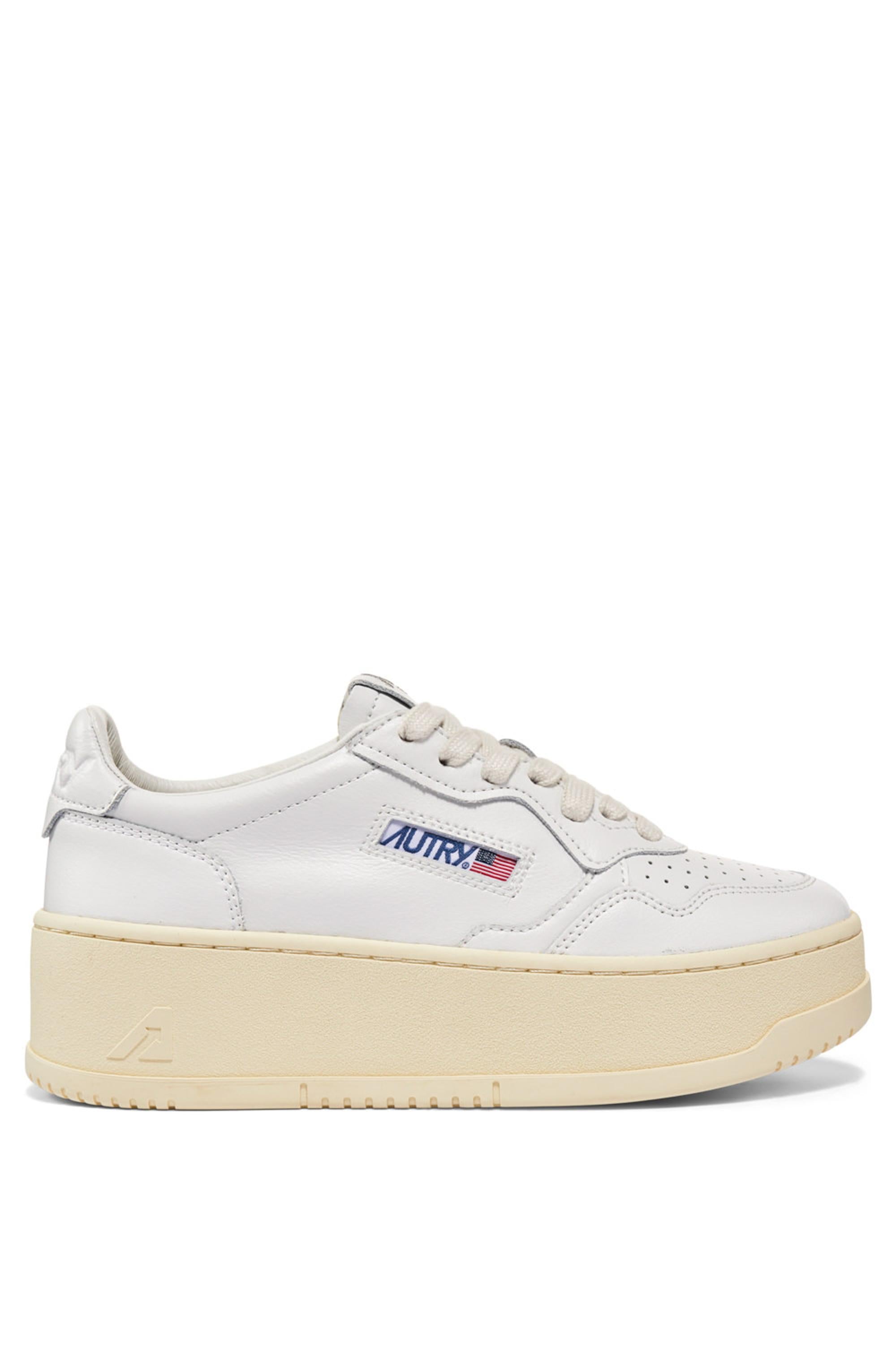 Autry Sneaker donna Medalist Platform in pelle bianca PTLW LL15 WHT/WHT