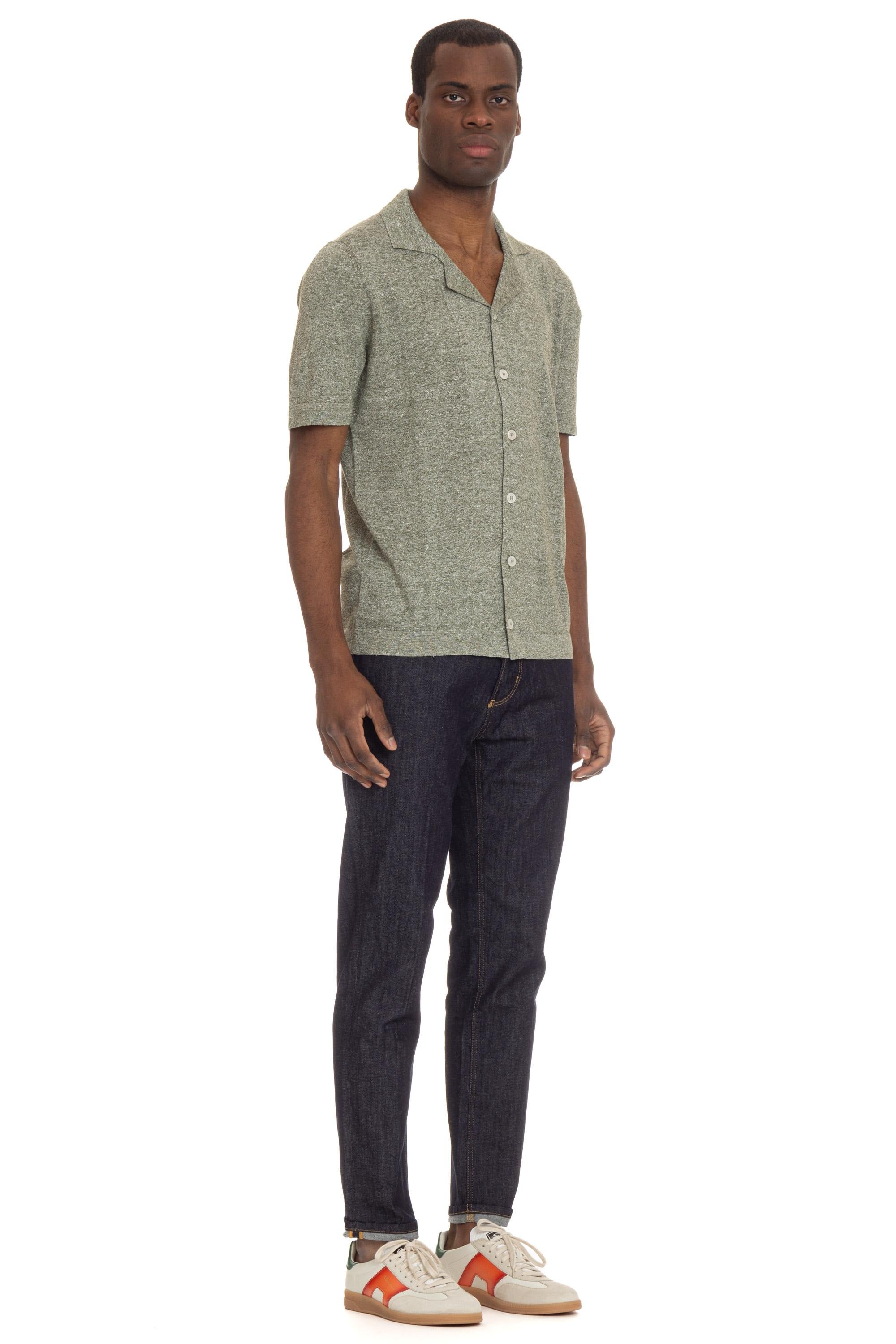 Camicia a maglieria mezza manica in lino-cotone 57184 18637/2 460 Gran Sasso