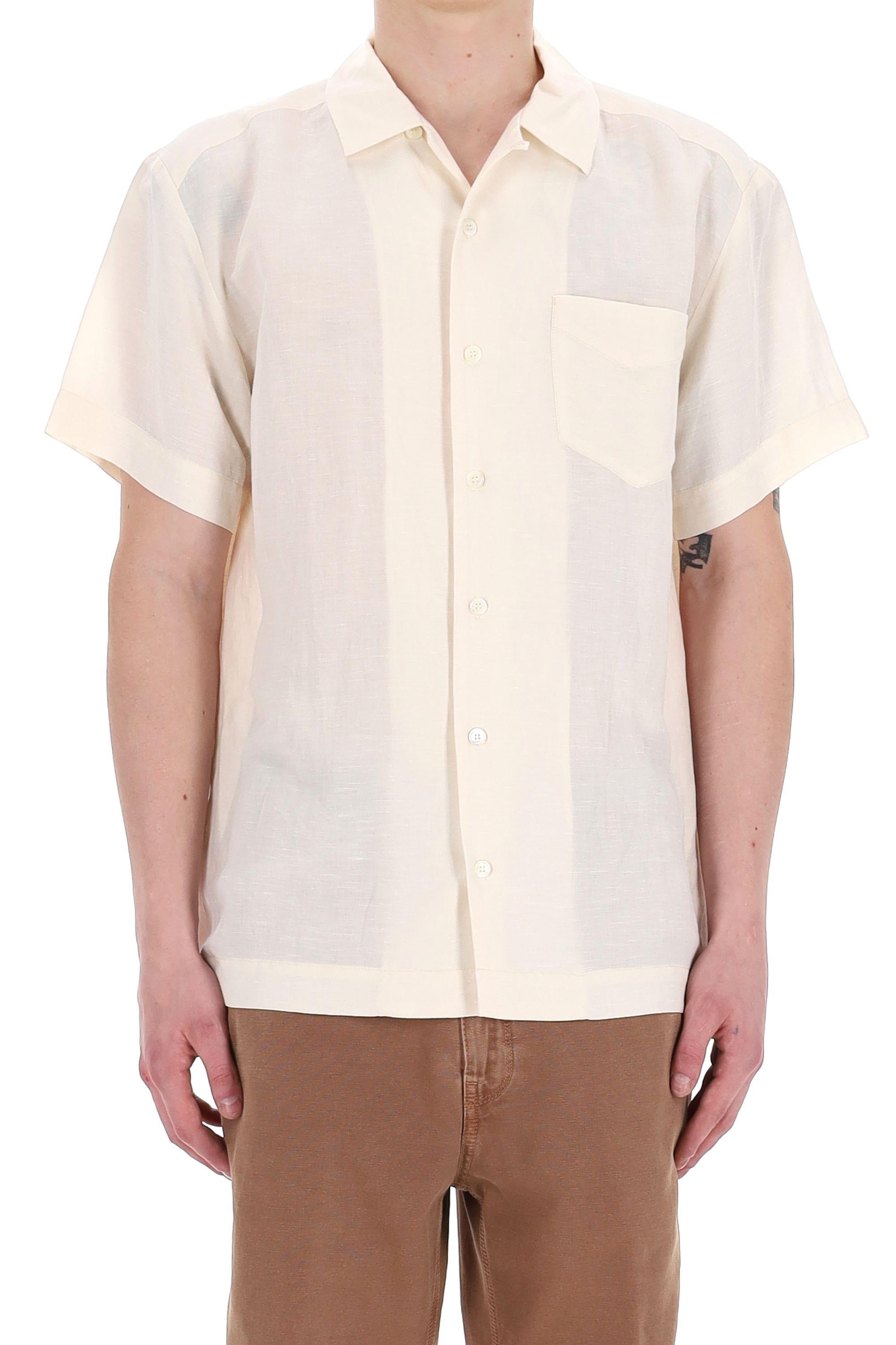 A.P.C. Camicia in viscosa-lino collo bowling VIALV-H12608 AAD