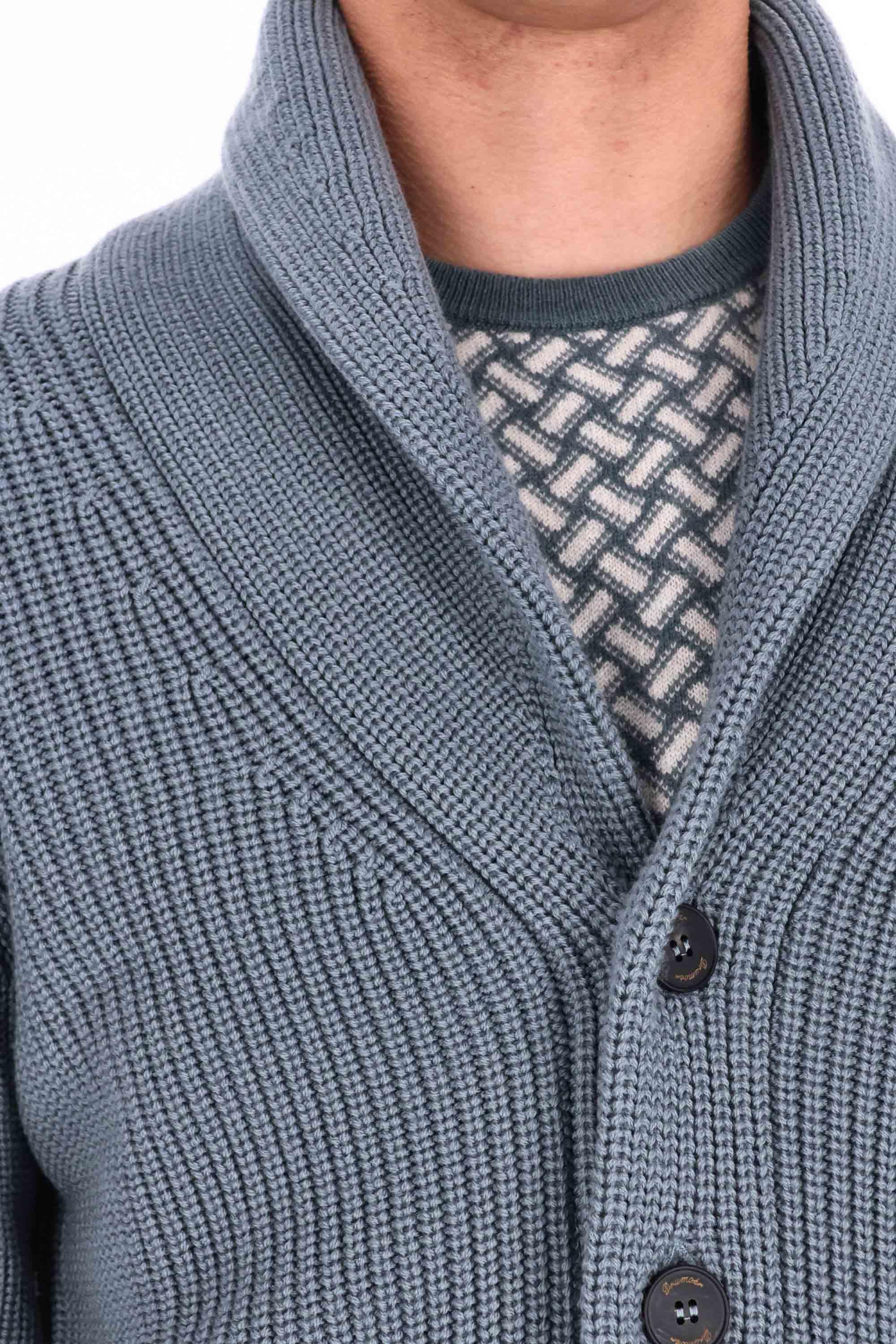 Drumohr Cardigan Steve Mc Queen collo a scialle in lana merino D5M419PNL 475