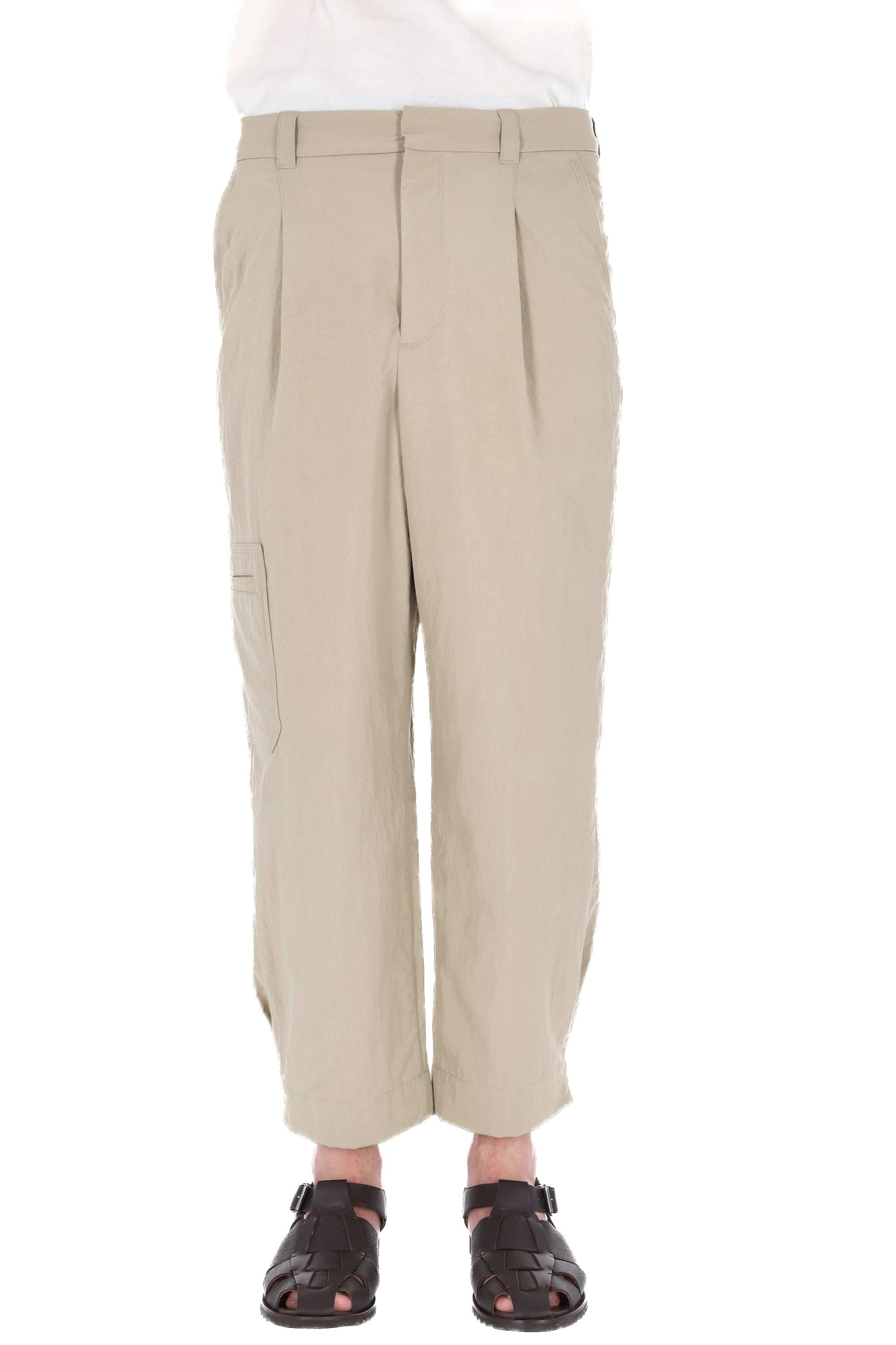 Maison Kitsuné Pantalone micro trama in cotone con orlo aggiustabile QM01106WW9082 TEA LEAF