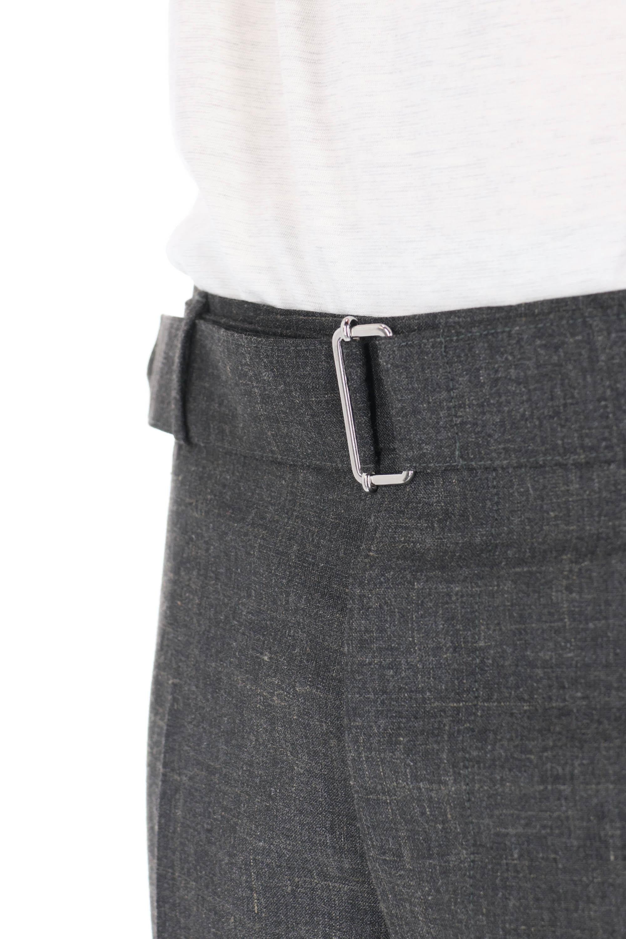 Officine Générale Pantalone in lana-seta-lino mod. Hoche MTLG453 ANTHRACITE/ECRU