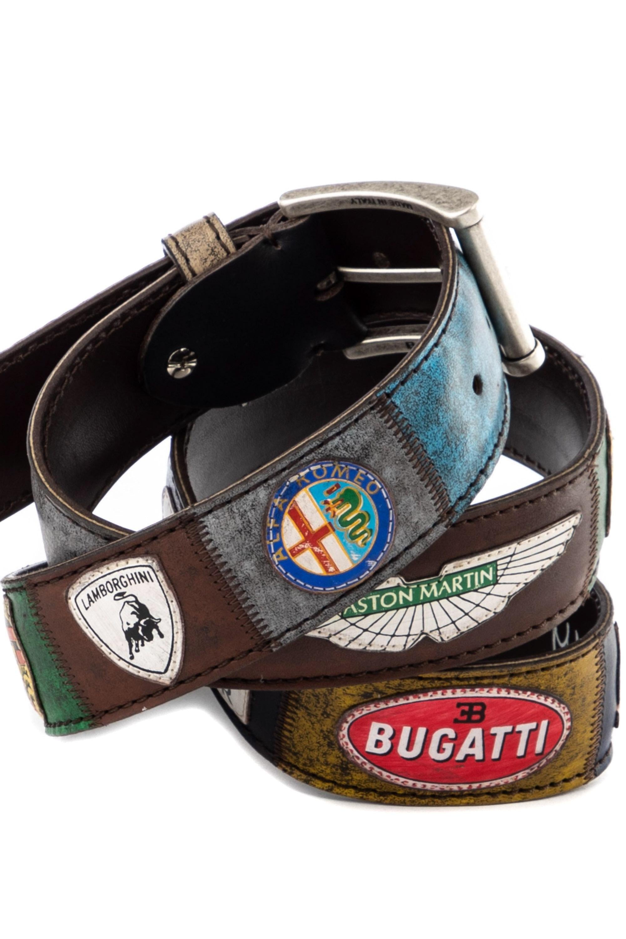 Cintura artigianale in pelle dai toni scuri "Marchi" MARCHIATA SCURA MLTCLR Artigianato Italiano