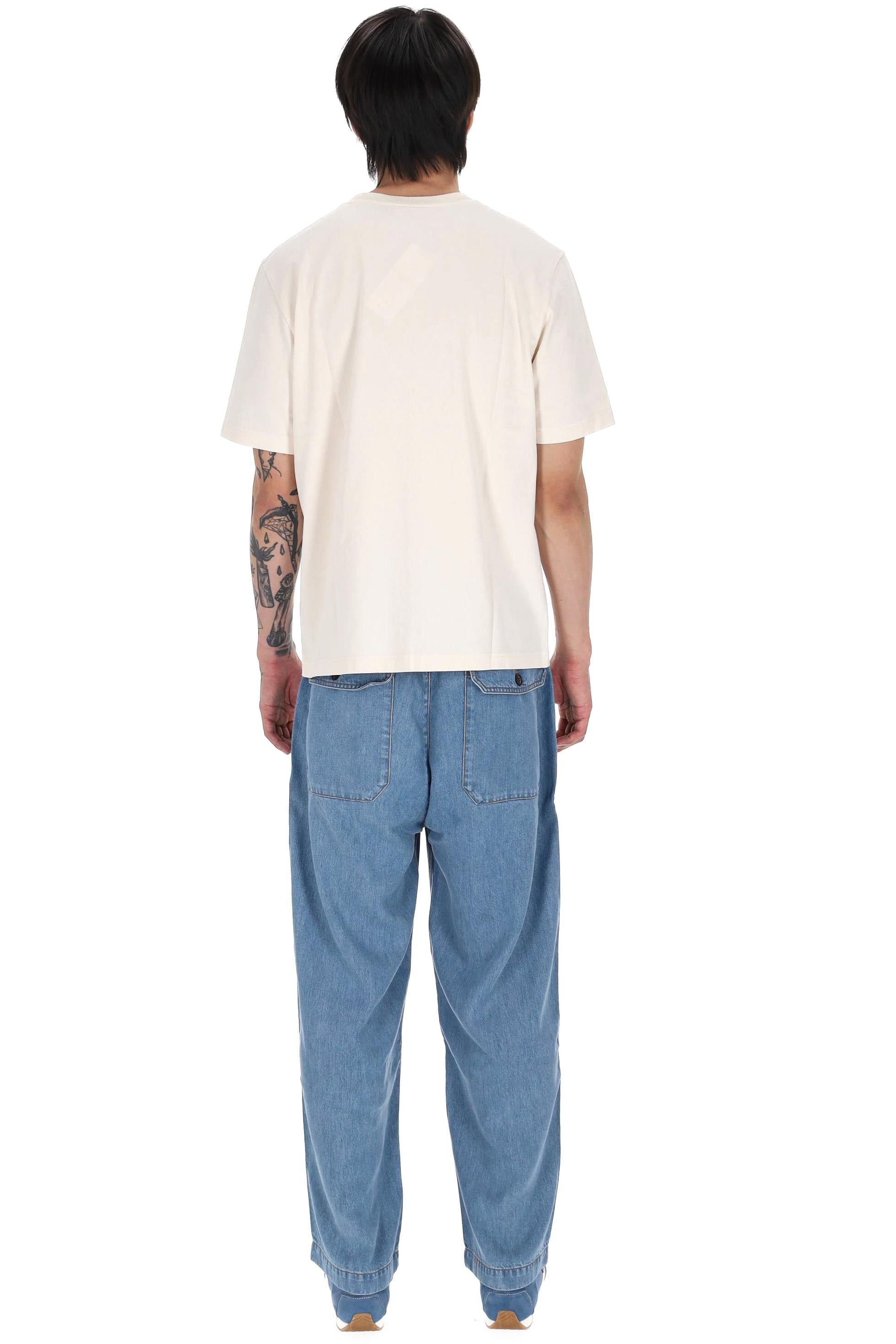 Maison Kitsuné T-shirt in cotone con logo lettering centrale QM00100KJ7025 NOBLE BEIGE