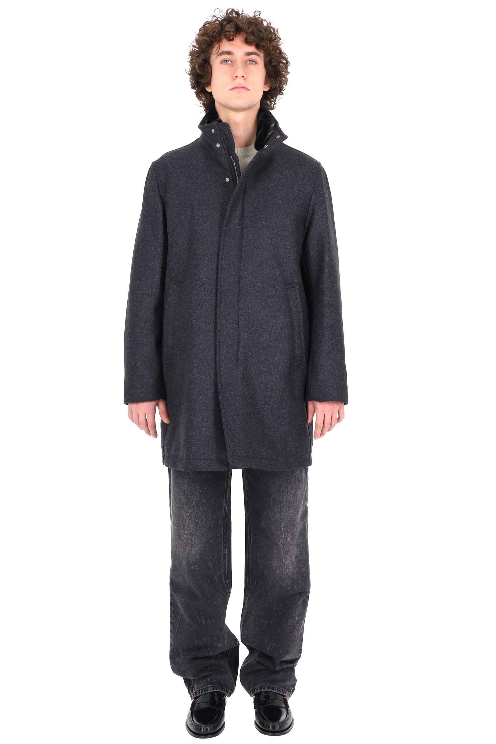 Herno Cappotto in lana con collo in eco-pelliccia CA000214U 9490