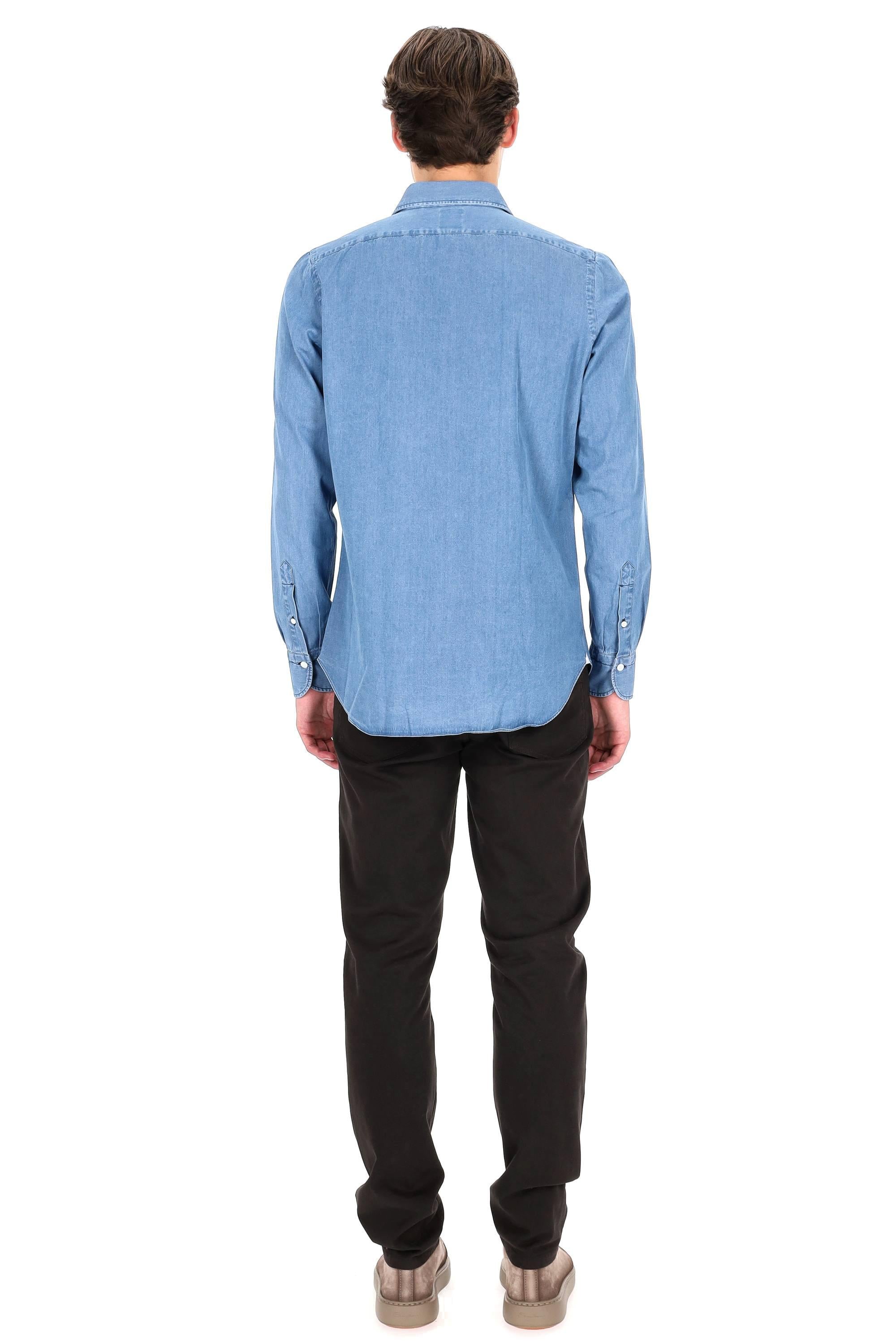 Finamore Camicia sartoriale in denim candeggiato linea Napoli NP13-019542-C0160D 11
