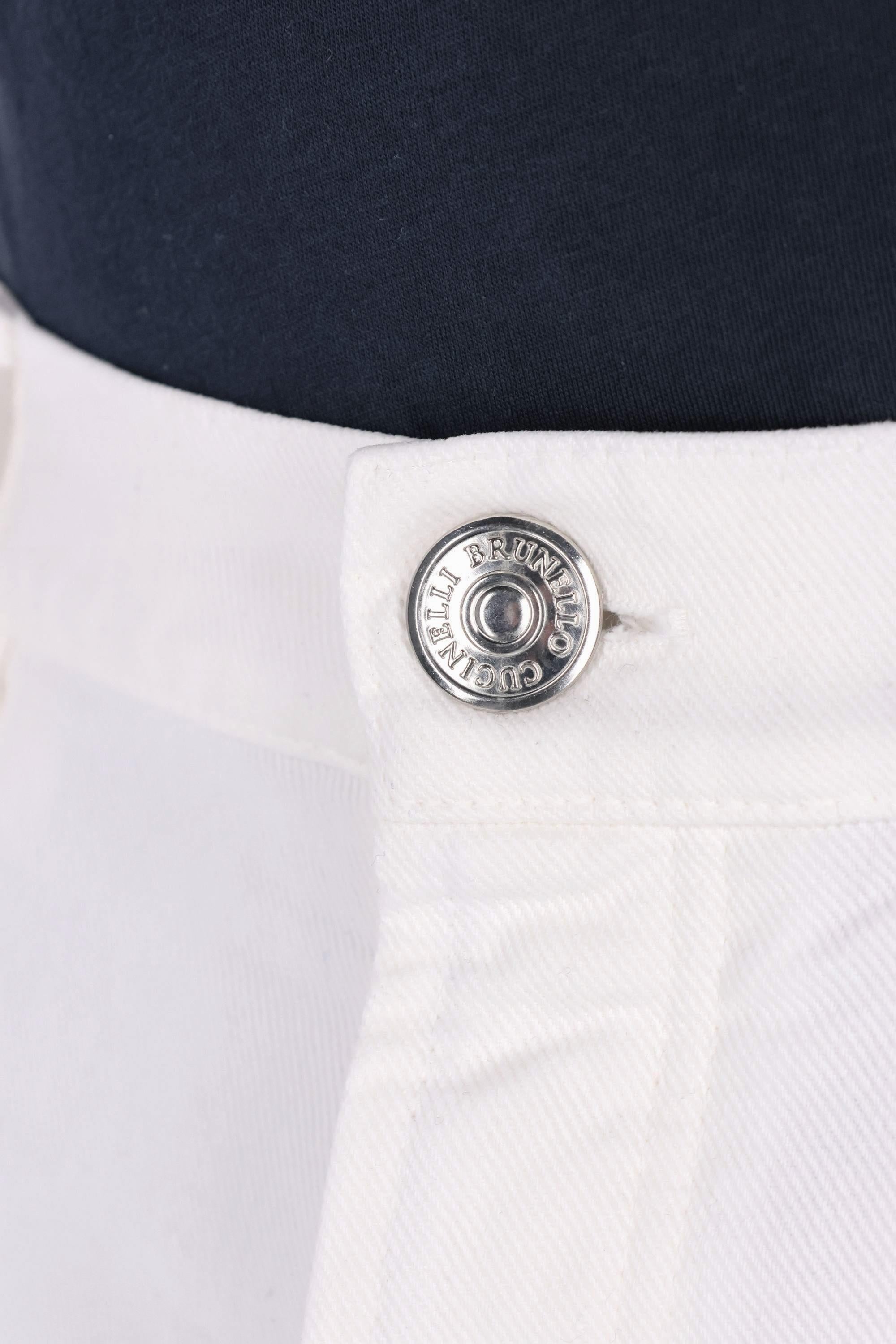 Jeans bianco in bull di cotone M237P01090 C7210 Brunello Cucinelli