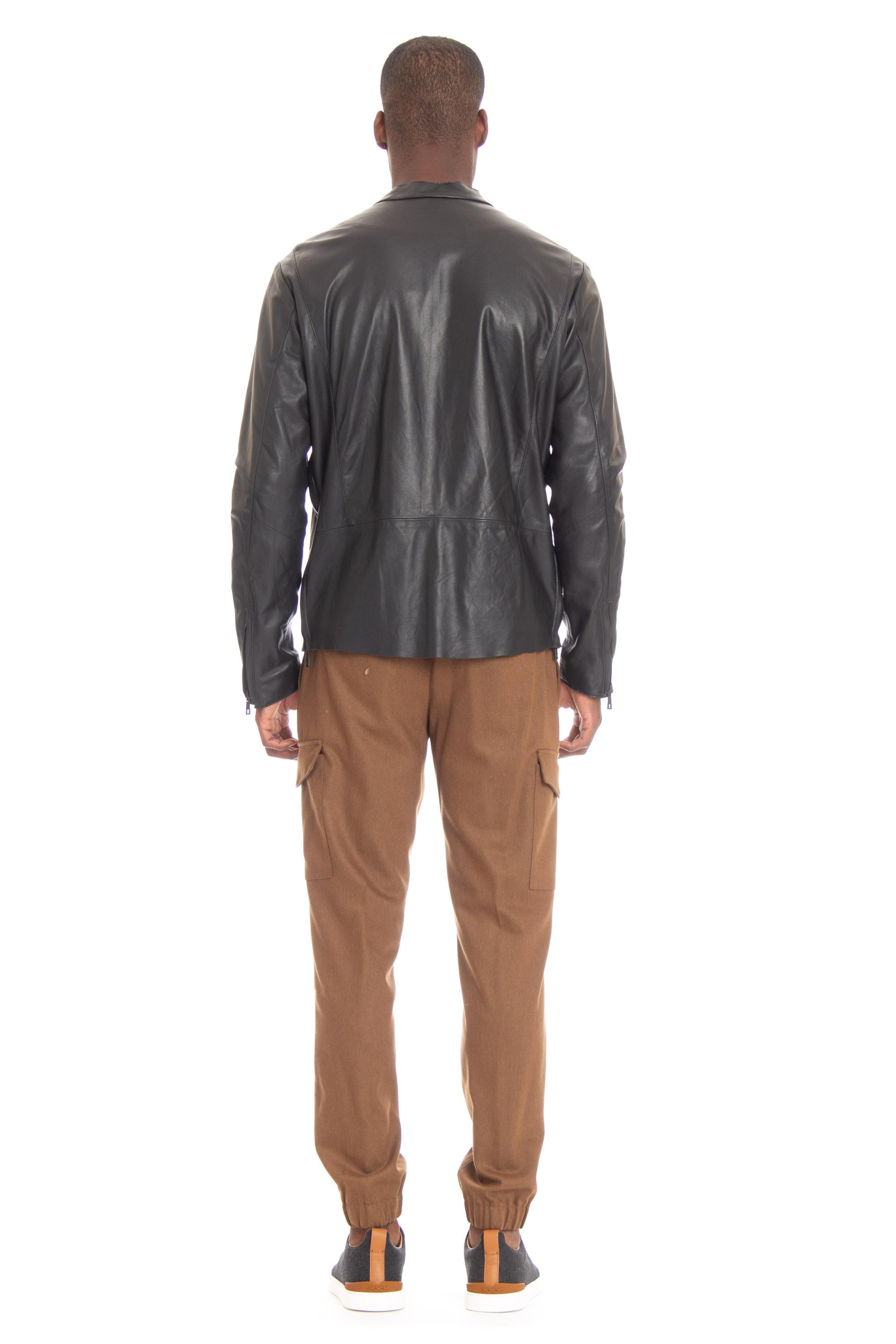 Biker in agnello nappa plonge' GU23S9208NAPS NERO Giorgio Brato