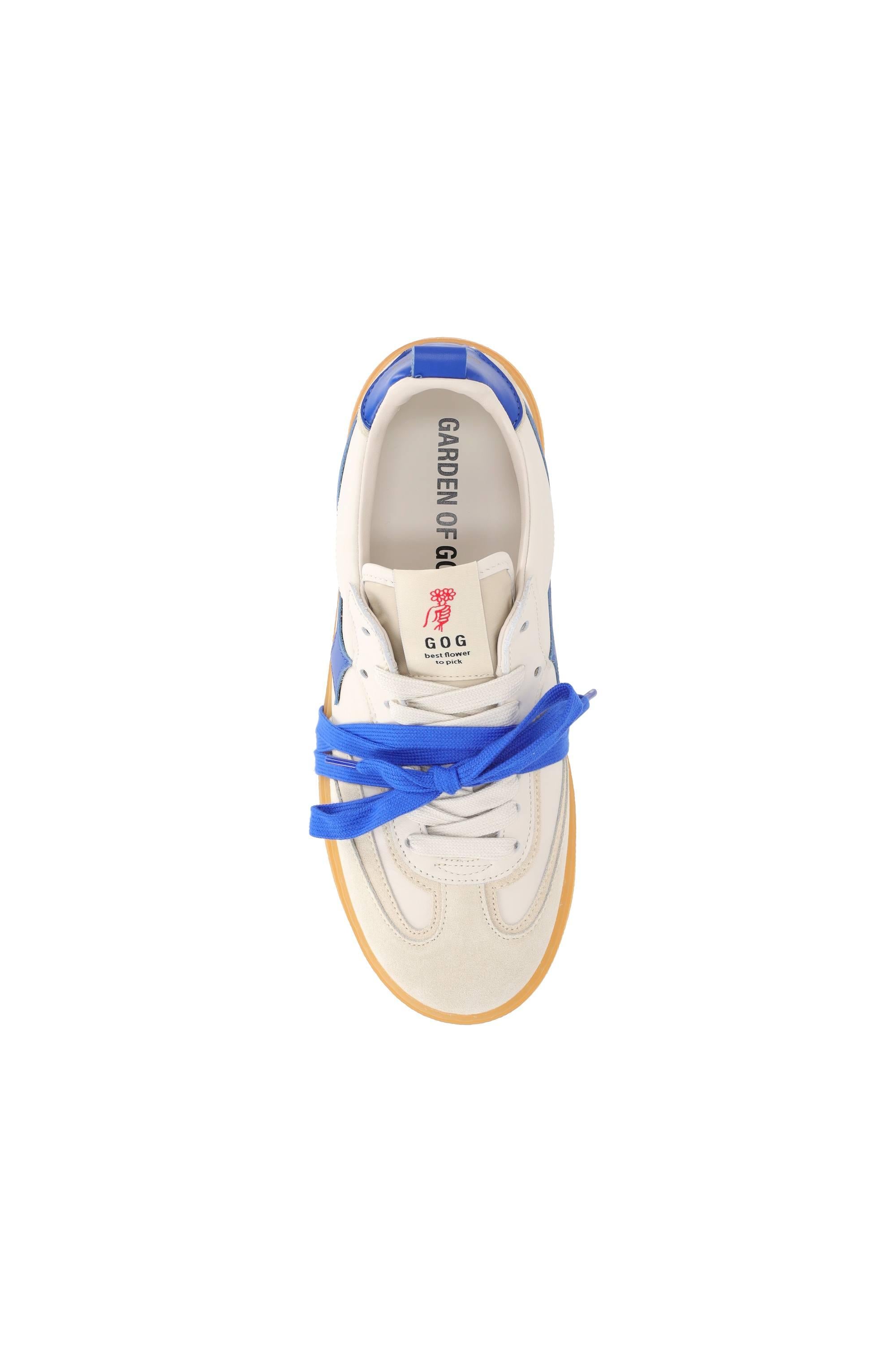 Garden of God Sneaker in pelle e camoscio con dettagli blu china mod. Earth EARTH/3 OFFWHITE/COBALTO
