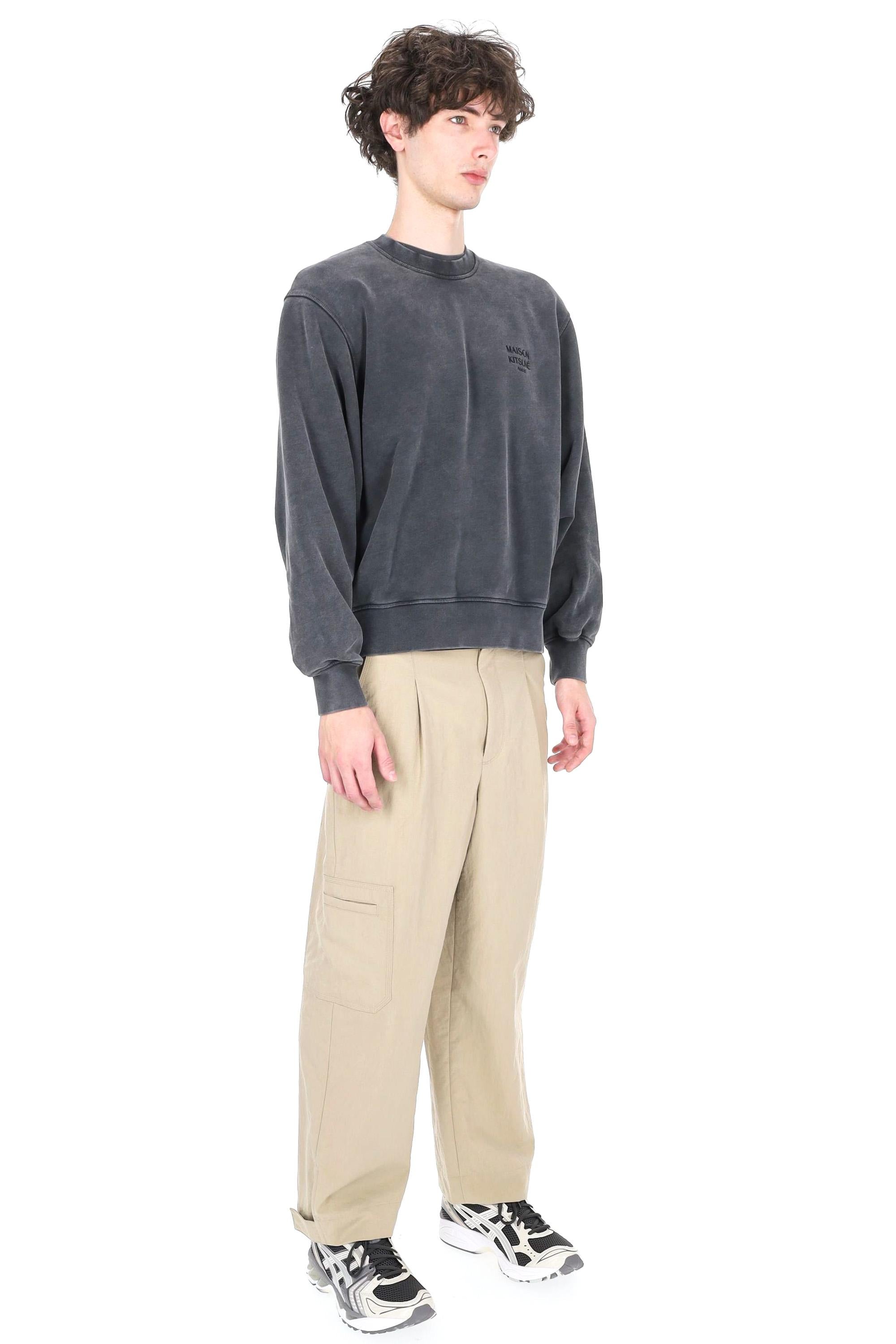 Maison Kitsuné Felpa girocollo in cotone faded QM00312KM0341 BLACK FADED