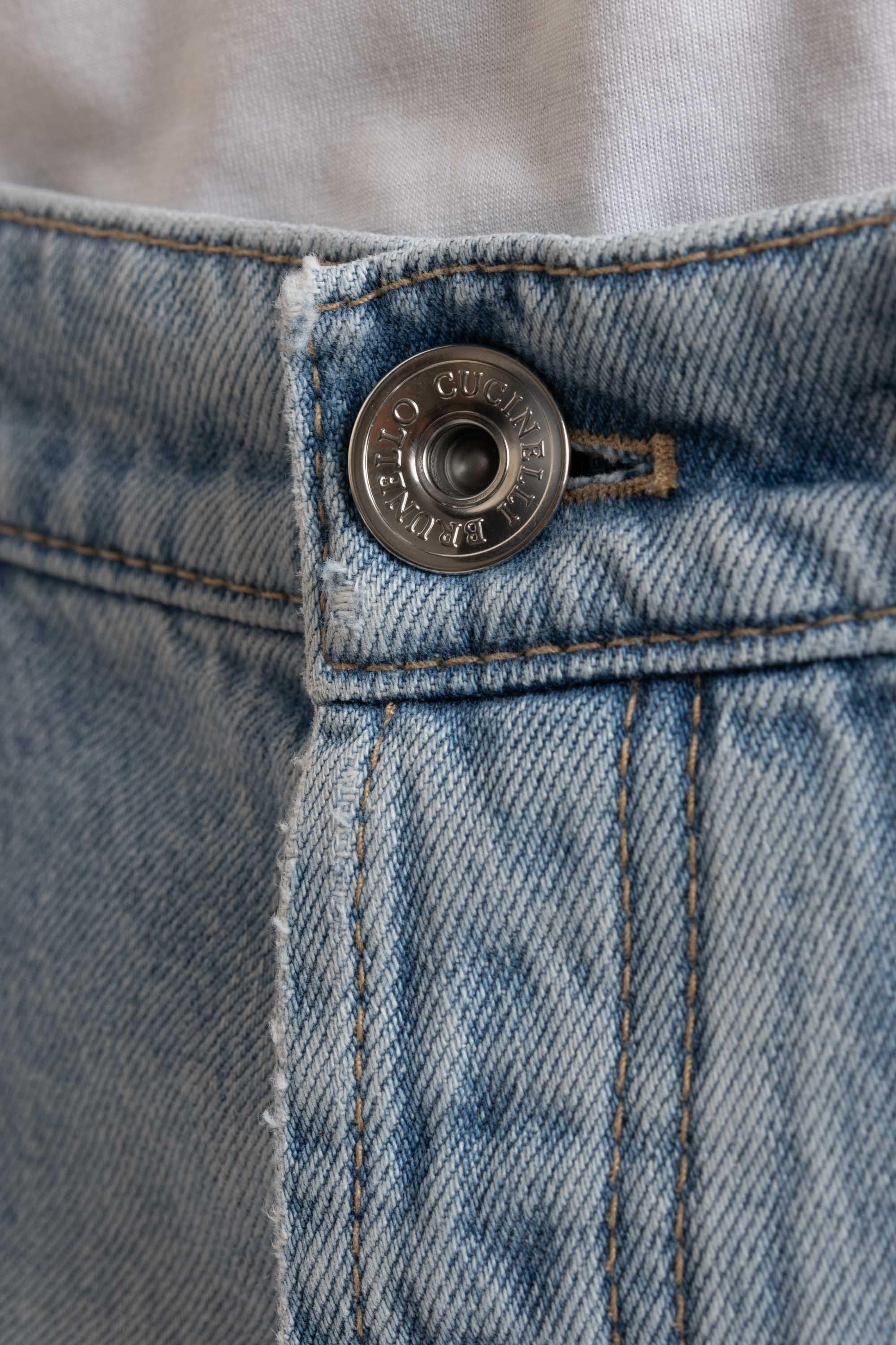 Jeans in cotone etichetta pelle M241P01090 C9003 Brunello Cucinelli