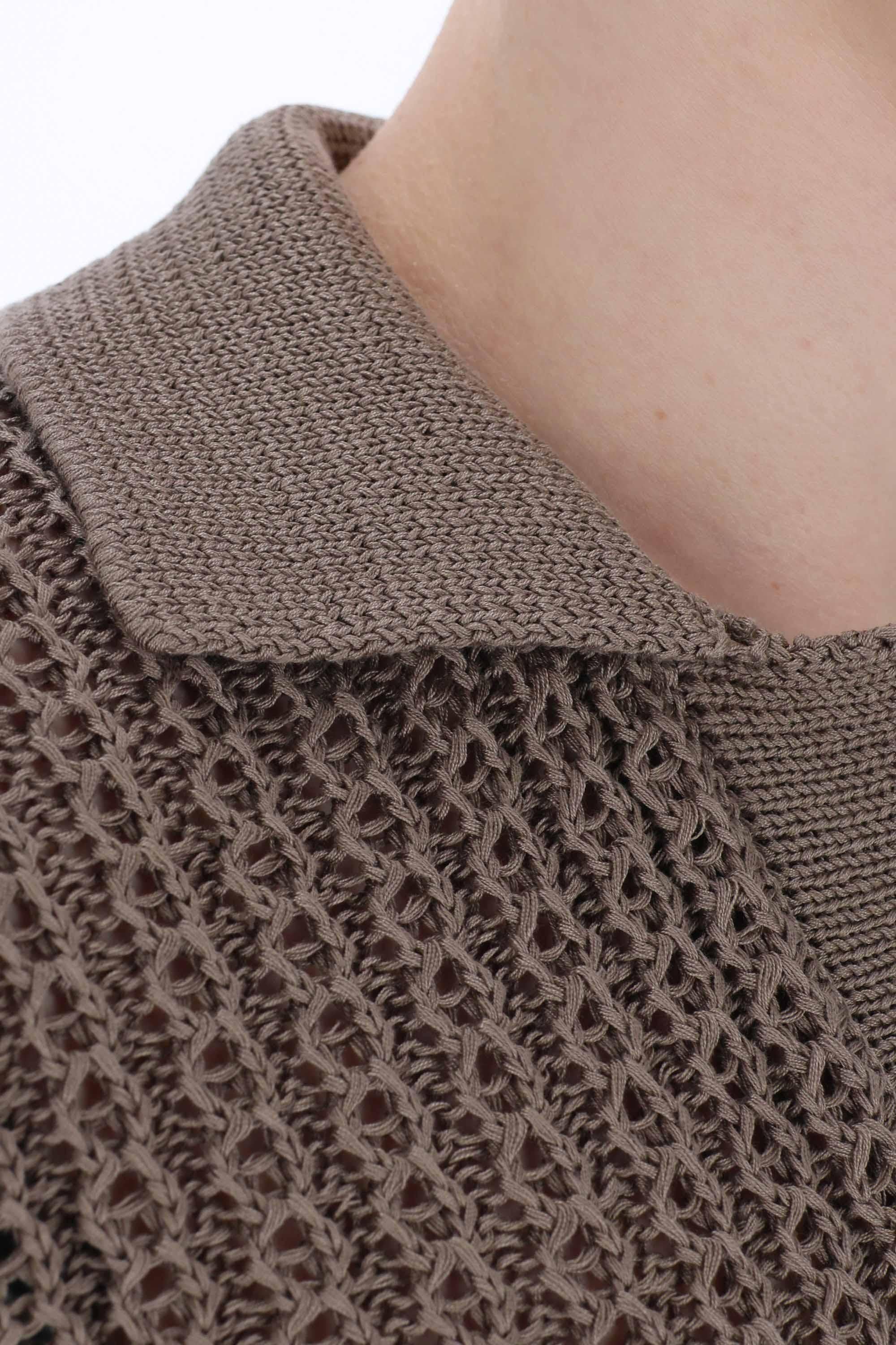 Polo tramata in cotone open collar ASCHER-PWE25-02/2 TAUPE Tagliatore
