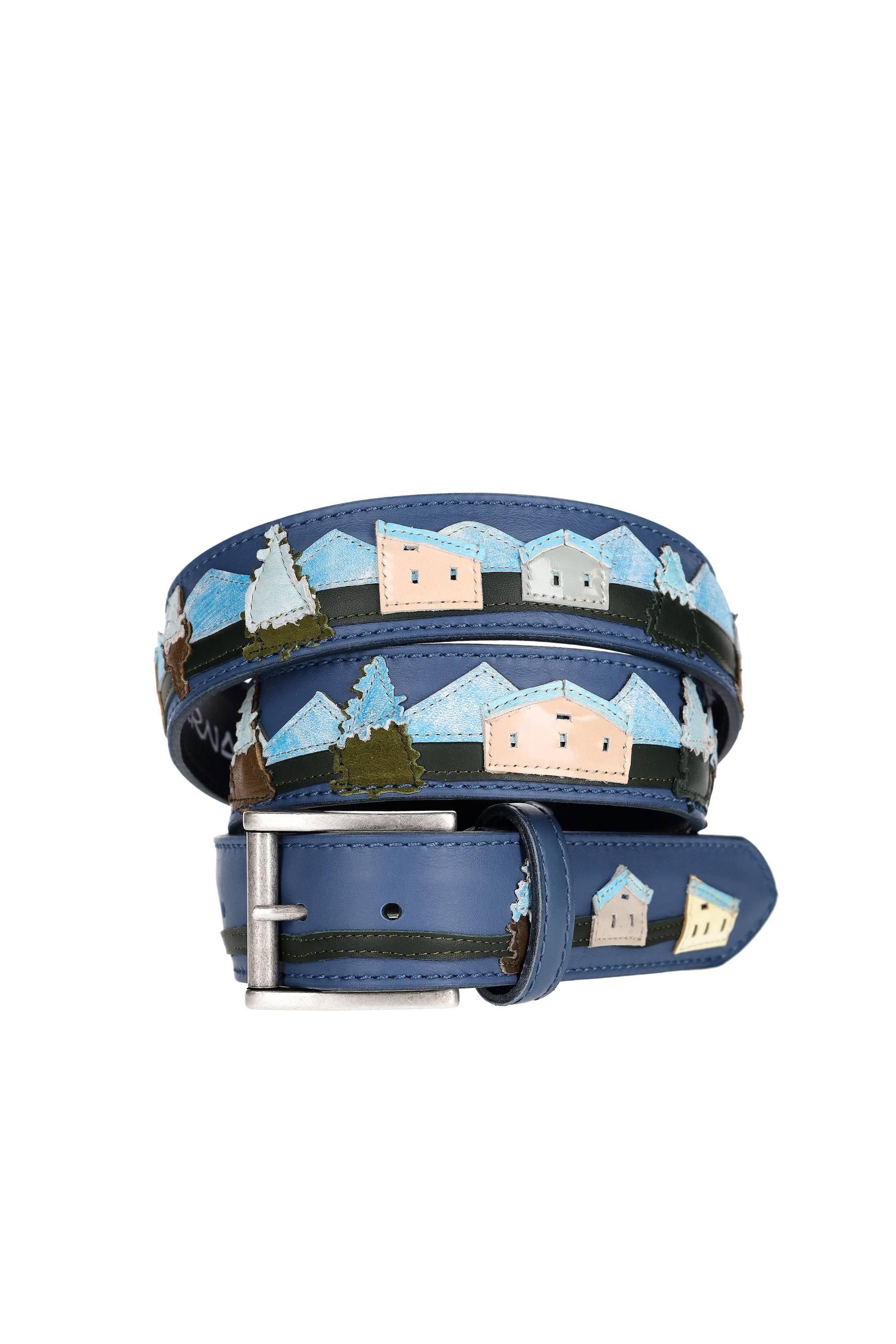 Artigianato Italiano Cintura artigianale in pelle "Paesaggio Invernale" PAESAGGIO INVERNALE/2 MLTCLR