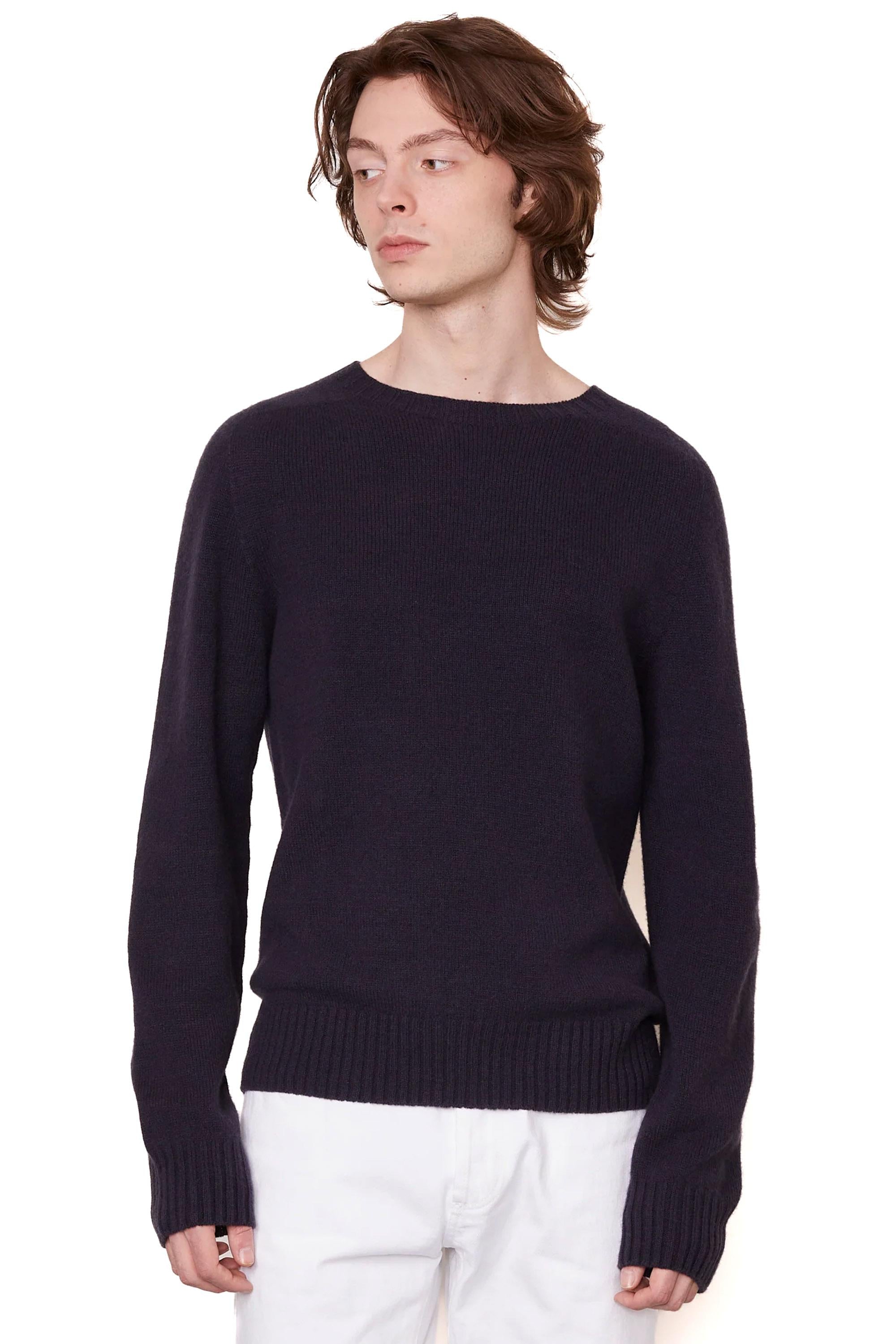 Officine Générale Maglia girocollo senza cuciture in lana vergine italiana MKNT306 DARK NAVY