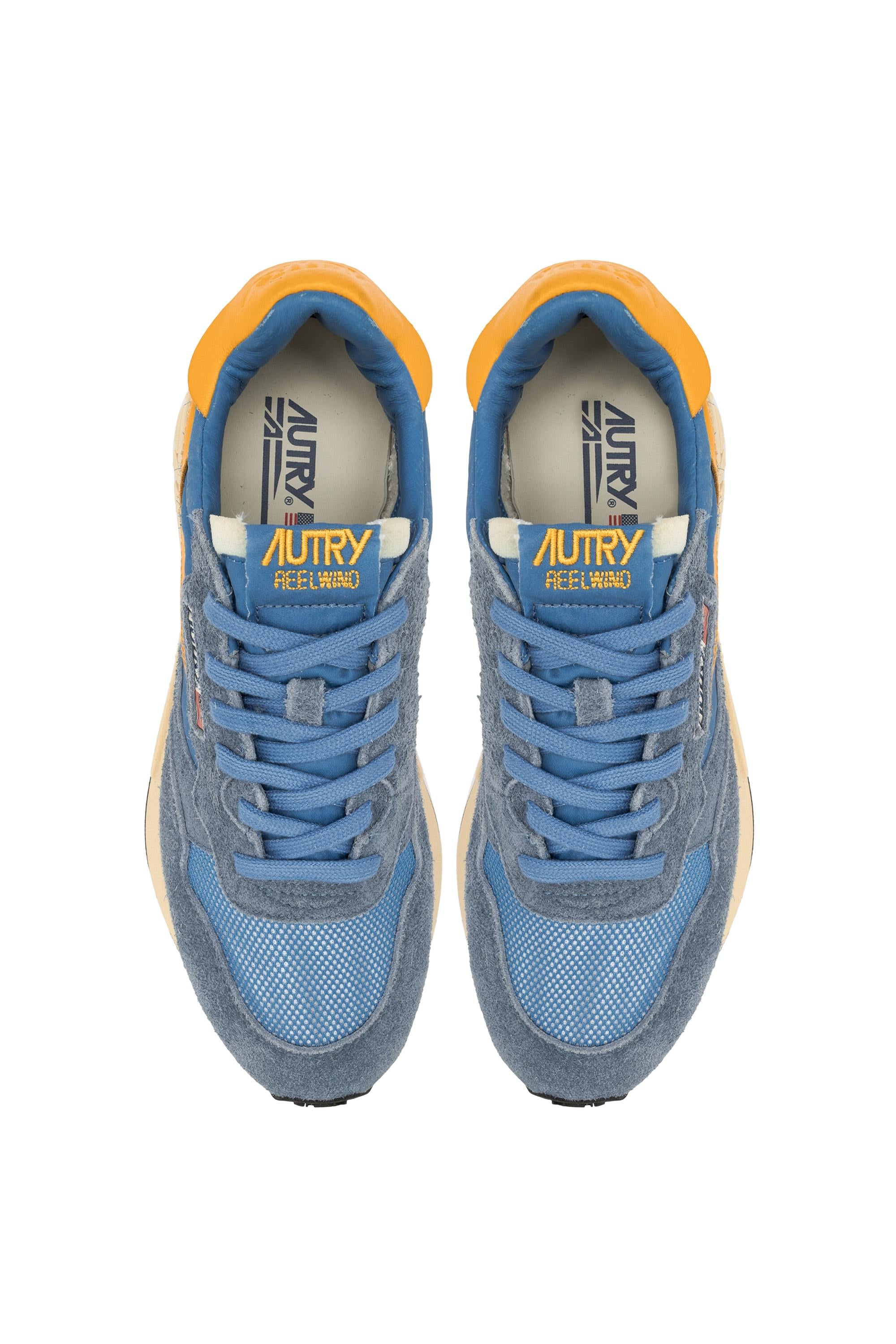 Running Reelwind in nylon e camoscio azzurro/giallo WWLM UT02 CENBLE/FUS Autry
