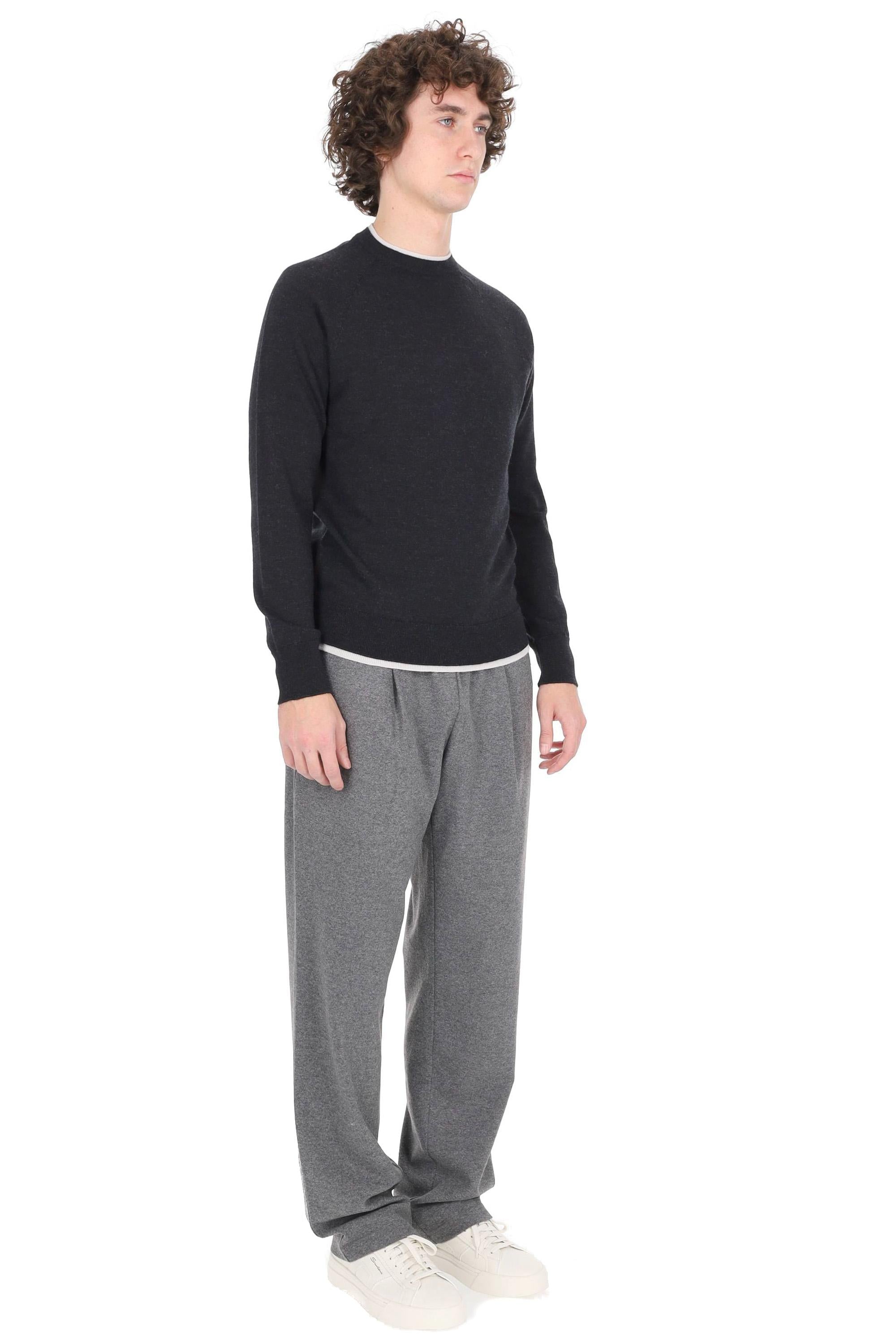 Eleventy Maglia girocollo in pura lana vergine con doppi profili L76MAGL79 MAG0L029/2 15-02