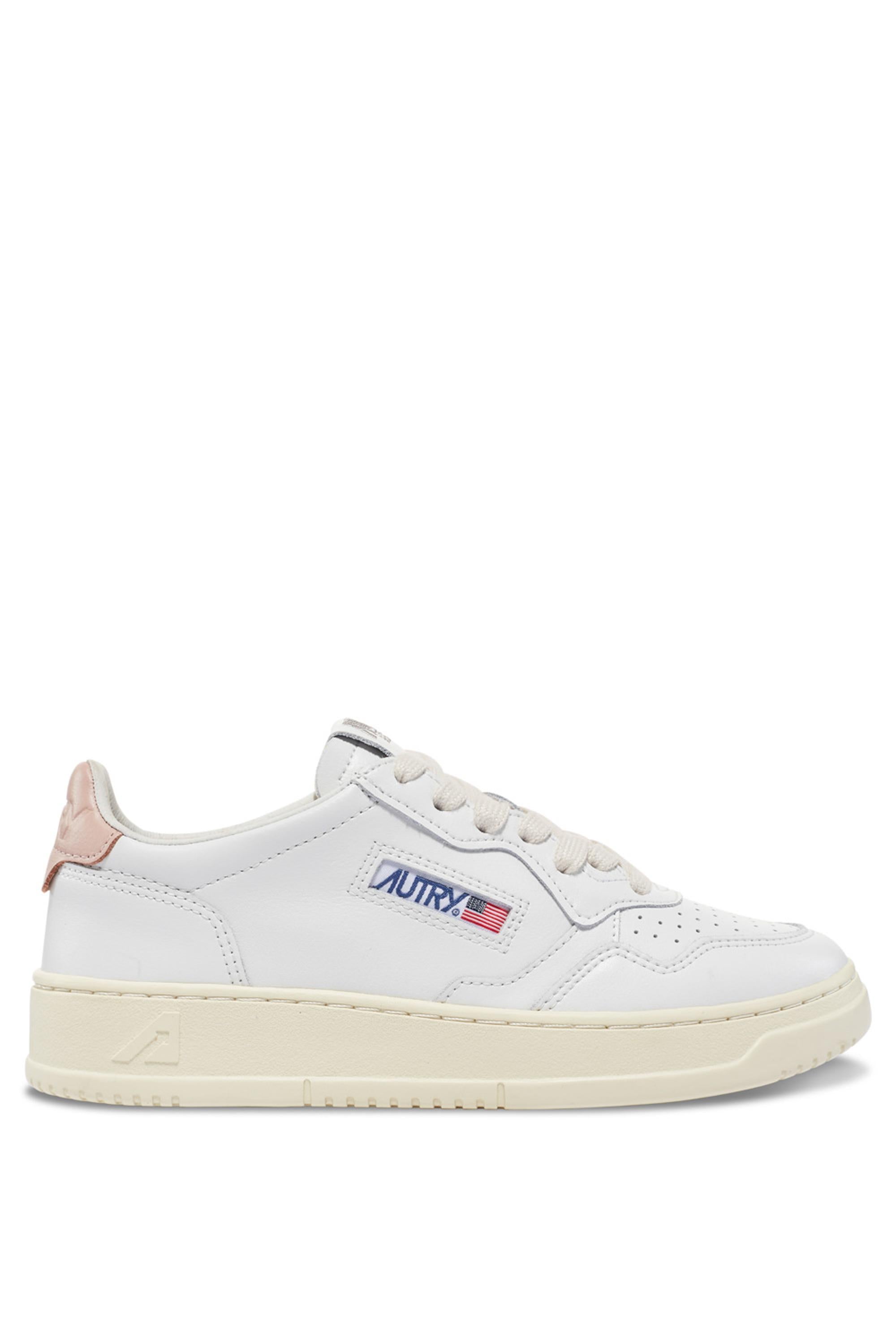 Autry Sneaker Medalist donna in pelle talloncino rosa AULW LL16/2 WHT/PINK