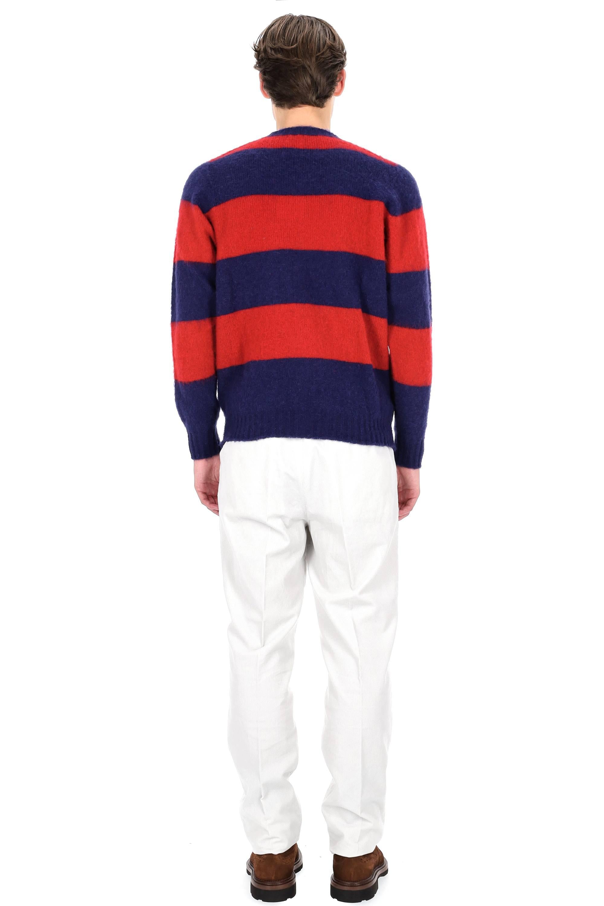 Howlin' Maglia girocollo in lana shetland Shaggy Bear SHAGGY BEAR-CHUNKY STRIPES BLUE DREAMS