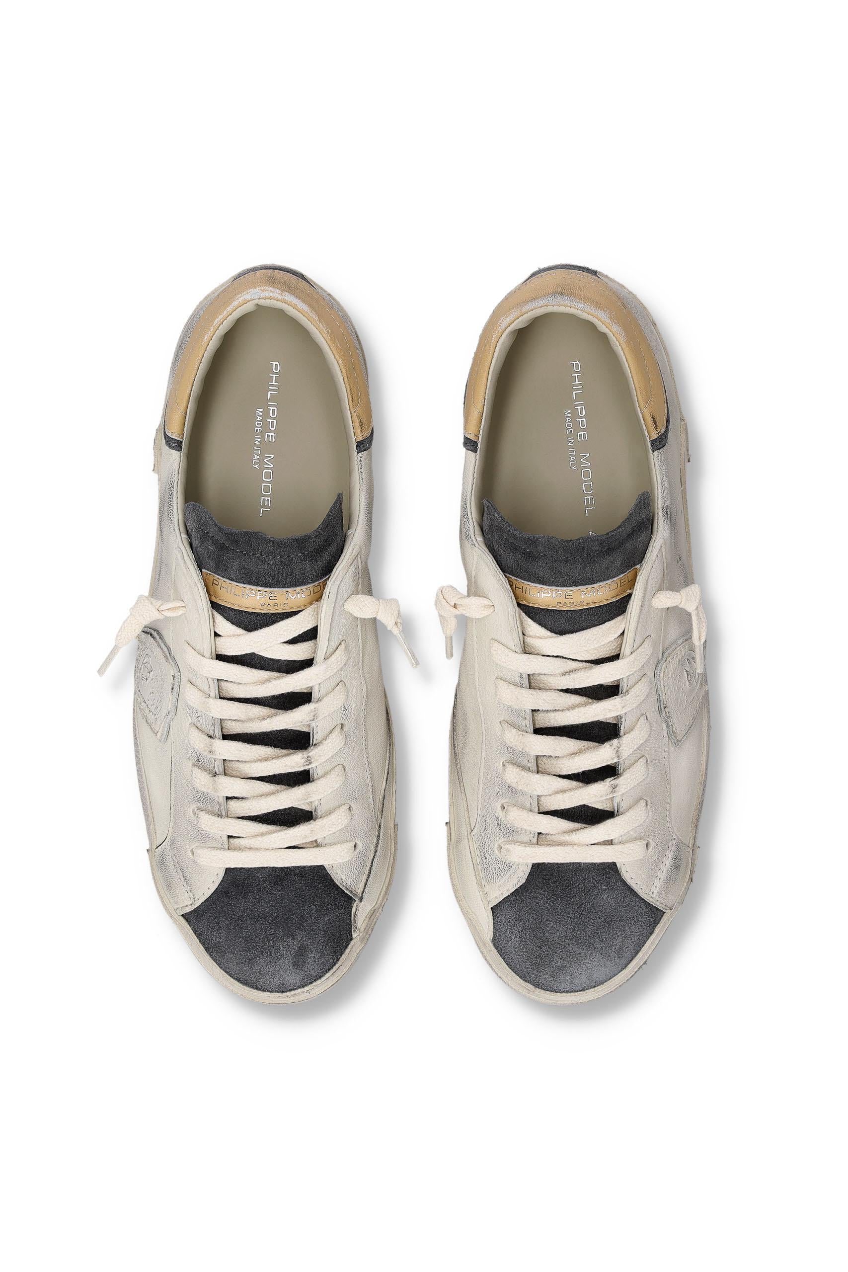 Sneaker in pelle e camoscio talloncino beige mod. Paris PRLU PRSX_8 WX47 Philippe Model